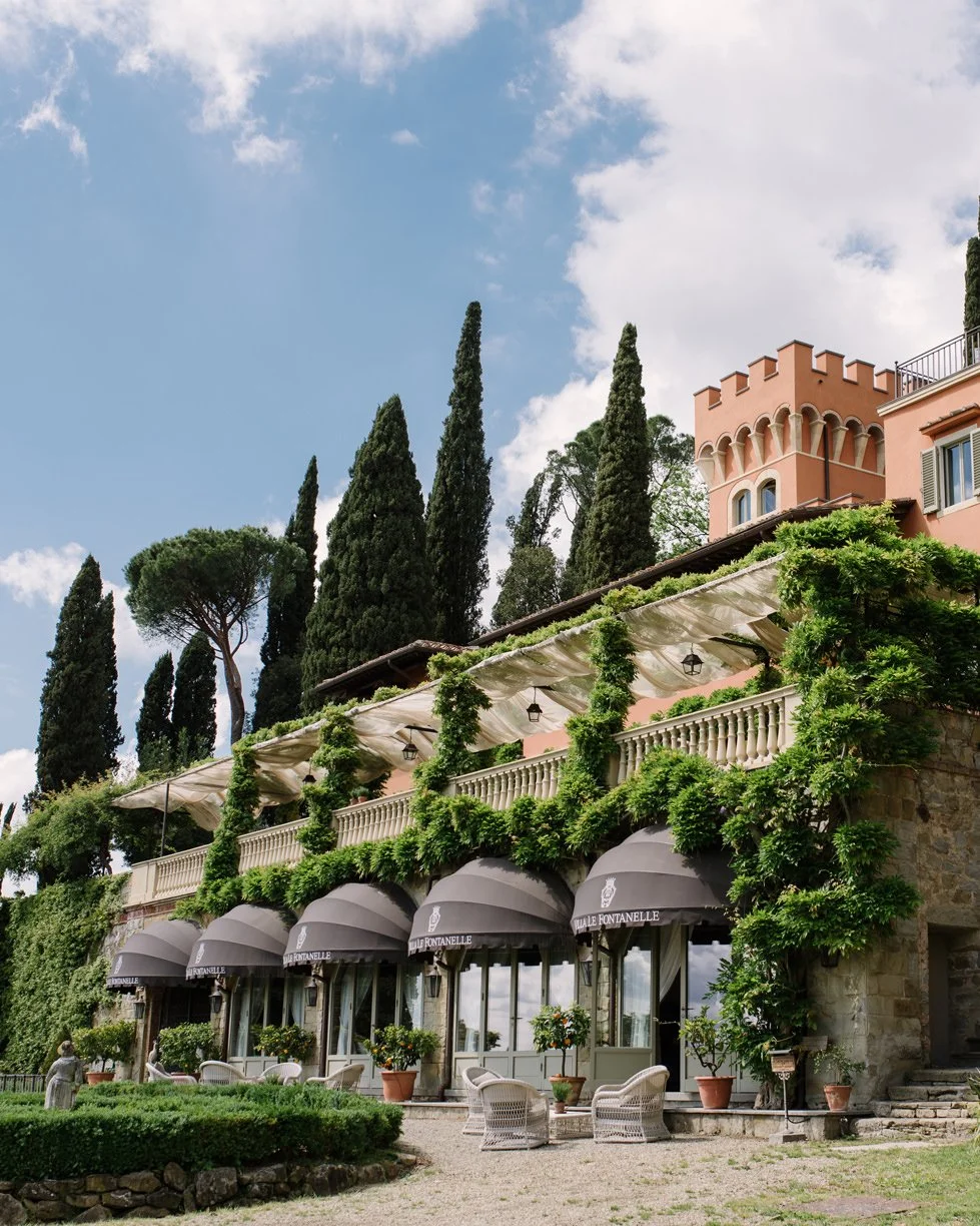 Villa Le Fontanelle wedding venue in Tuscany, an intimate villa overlooking Florence with terraced gardens and panoramic city views.