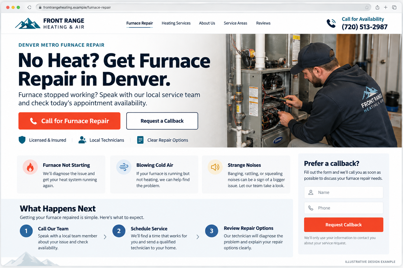 HVAC Repair Landing Page Example - schulze creative