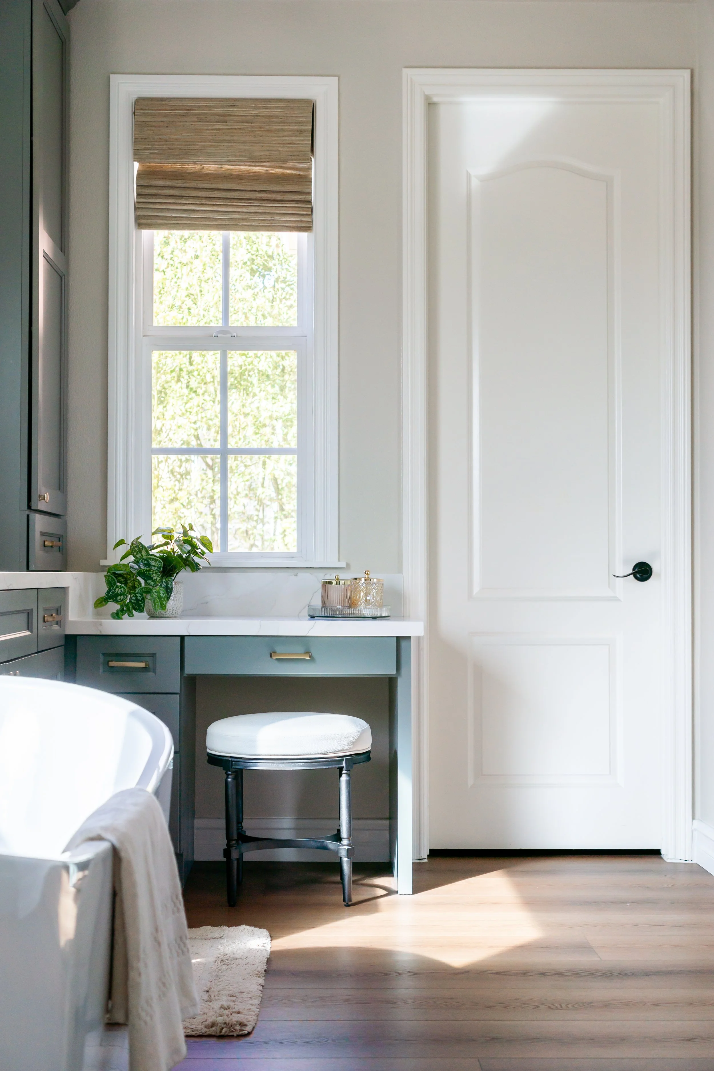 Luxury bathroom remodel in Yorba Linda, CA featuring a custom vanity, natural light window, and modern finishes.  Why: