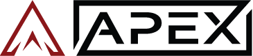 Apex logo with a stylized red capital letter A and black text.