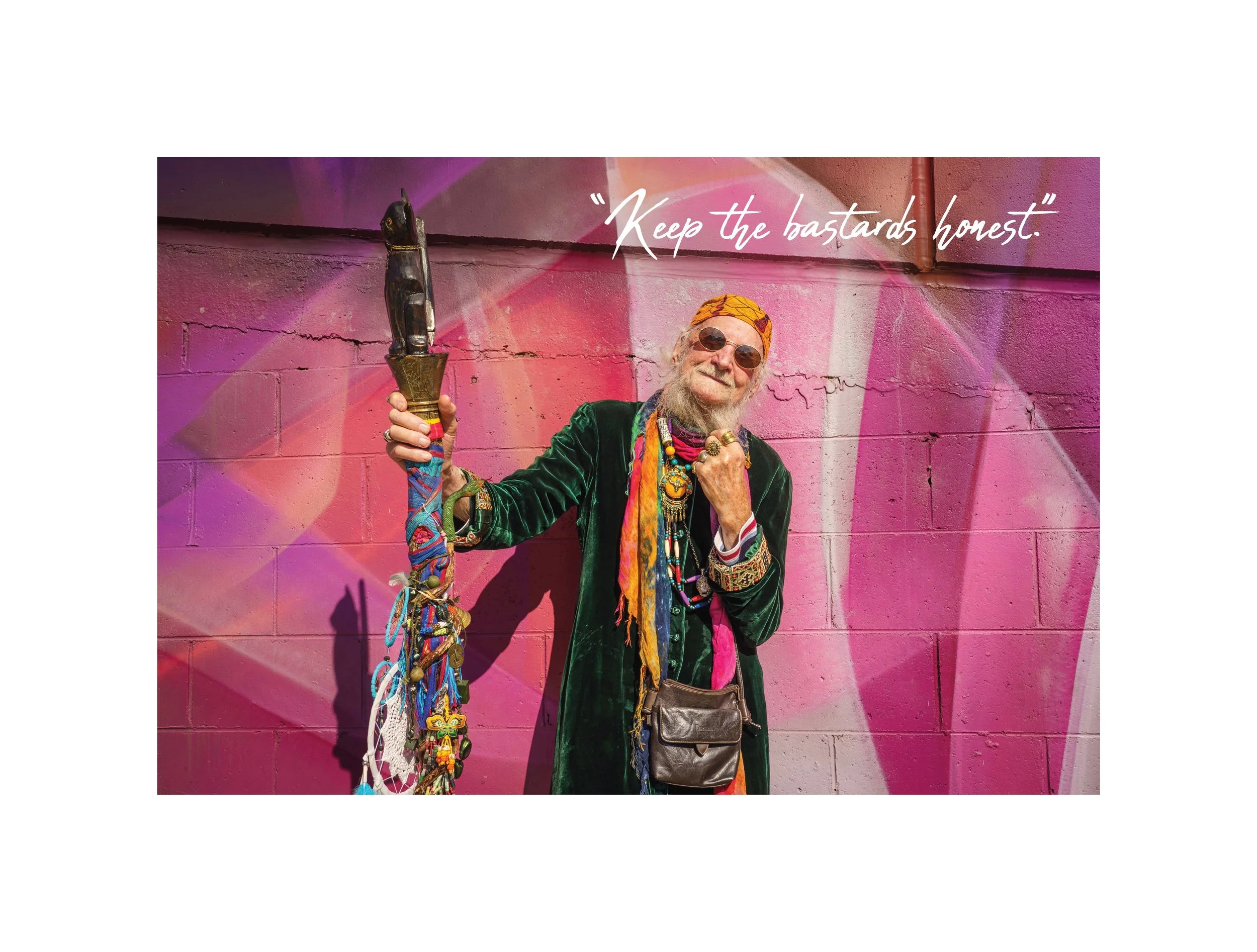 "Keep the bastards honest" postcard.