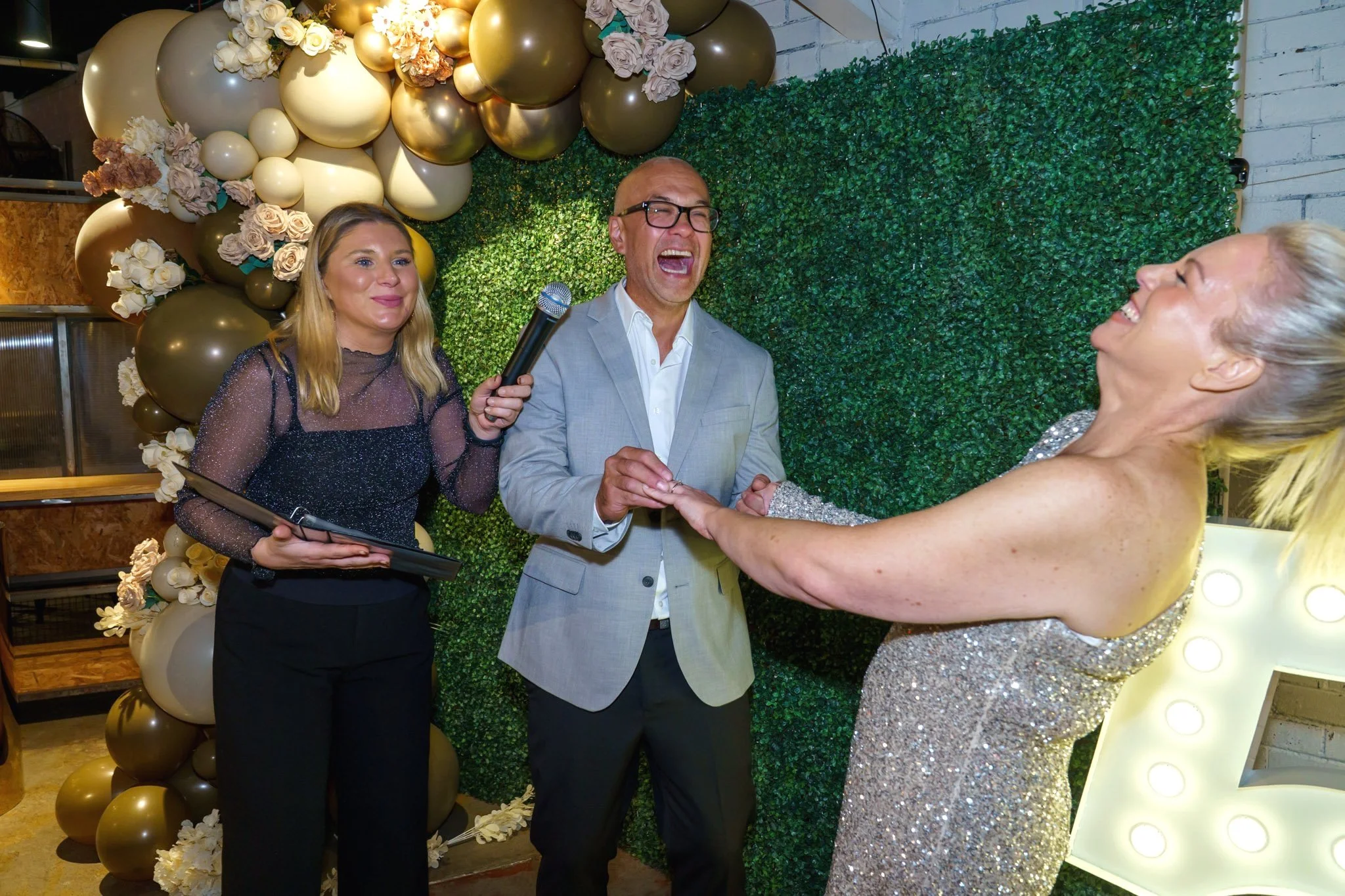 Jason and Gabrielle also surprise their guests with a wedding..not even the kids knew!