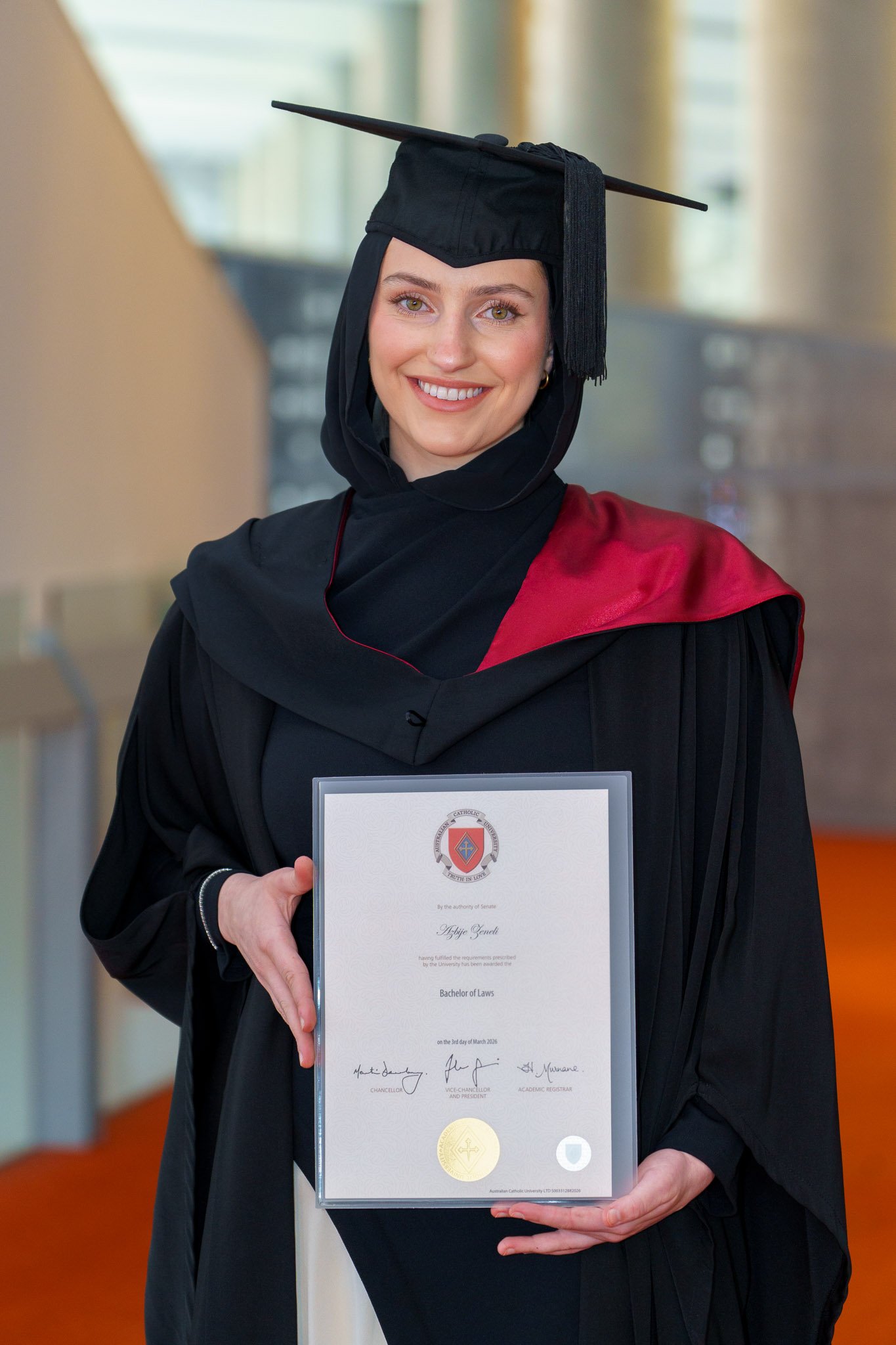 Meeting  Azbije Zeneli was an absolute pleasure. She is a recent Australian Catholic University Law graduate. 