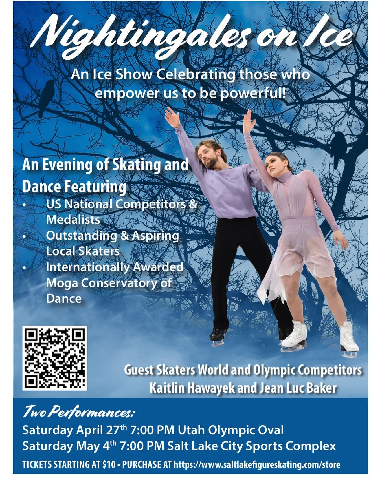 SLFS and the Oval club are teaming up to put on an amazing ice show with Olympic Ice Dancers Kaitlyn Hawayek and Jean Luc Baker! Tickets available on our website at: https://www.saltlakefigureskating.com/store or click the link in our bio. 2 nights: 