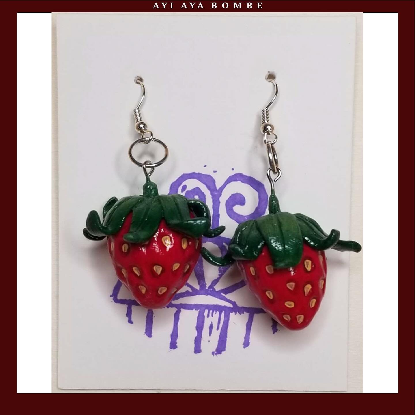 Haudenosaunee Strawberry / Ken&rsquo;niiohont&eacute;sha earrings by S. Hill. 
Made with Sculpey light @sculpey_official  and cosclay @cosclayusa and the earring hook is nickel free silver. Priced at $35! Message if interested! 

S. Hill is a Turtle 