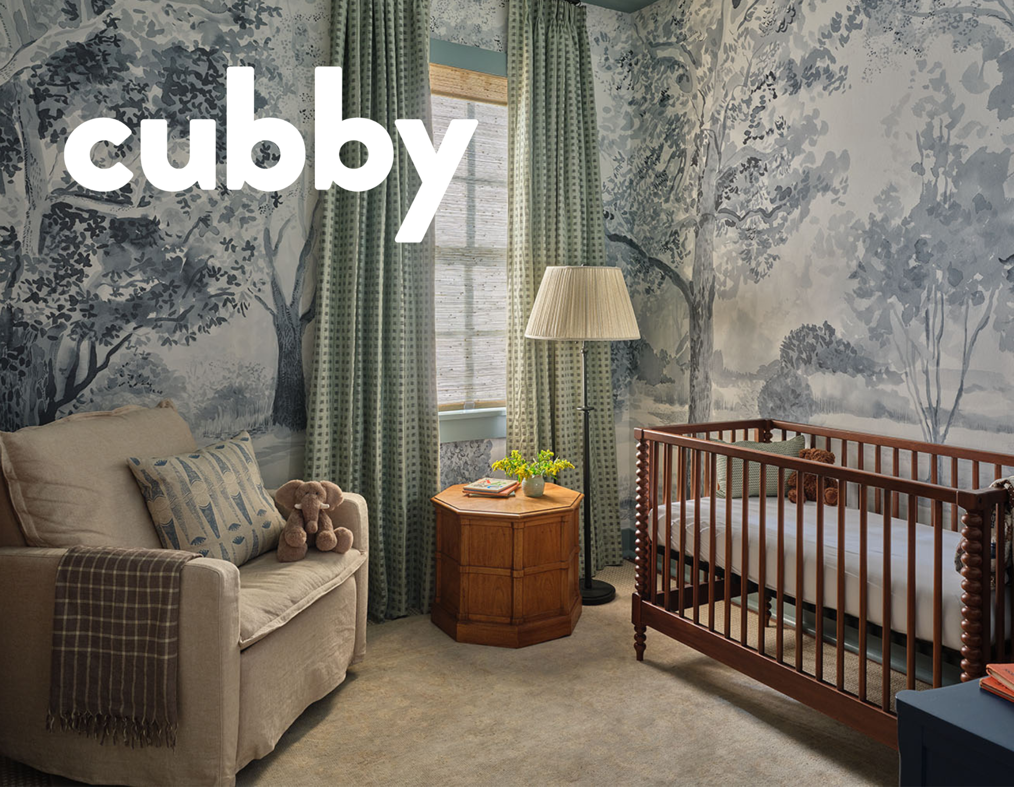 Whimsical Mural Wallpaper Makes This Nursery Feel “Calm and Cocoon-Like,” but Not “Overly Sweet”