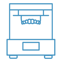 Icon of denture being 3d printed