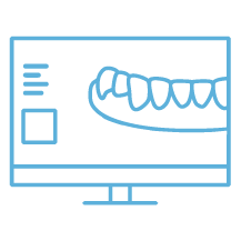 Icon of denture being digital designed on screen