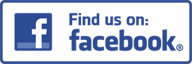 Facebook logo with text 'Find us on Facebook'