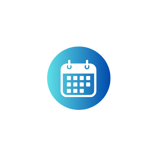 Icon of a calendar with a gradient background from teal to dark blue.