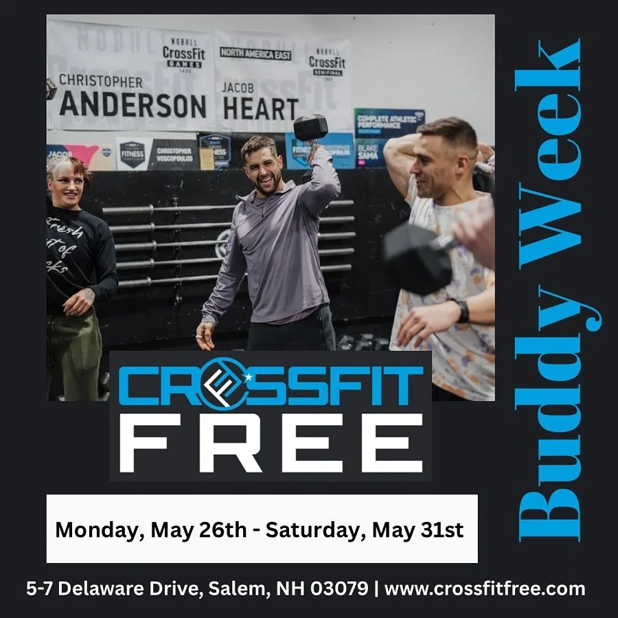 Buddy week is coming!

Starting this coming Monday with our Annual Memorial Day &ldquo;Murph&rdquo; and continuing through the week. 

Grab a friend, family member or stranger and introduce them to CrossFit Free. 🤗