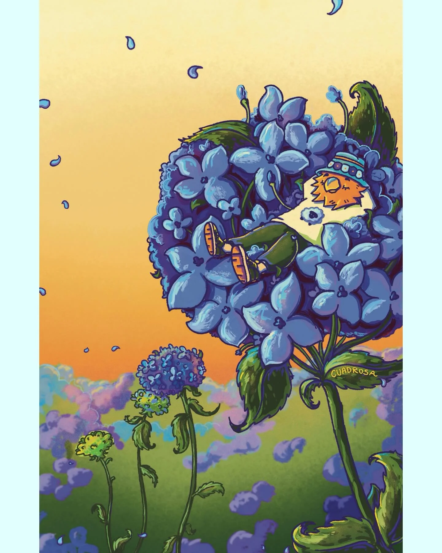 Whenever I see a hydrangea I want to lay in it ✨😴

My contribution to the @goldleaf.artcollective &ldquo;The Art of Gardening&rdquo; zine. Bunch of amazing talent and good friends from school in there. Make sure to get yourself a copy (check my bio 