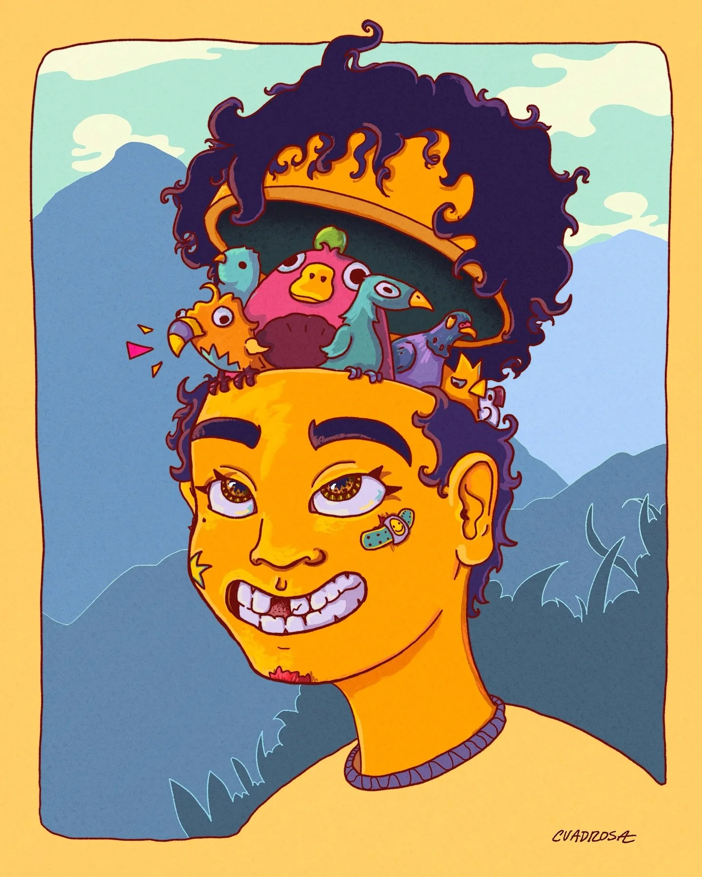 Bird brain, pea brain, you&rsquo;re a doofus&hellip; but that&rsquo;s ok👹

I knocked a front tooth out a lil while ago shredding my bike at the skatepark. I&rsquo;m all good now though. It&rsquo;s not my first rodeo, unfortunately 🤠

#illustration 