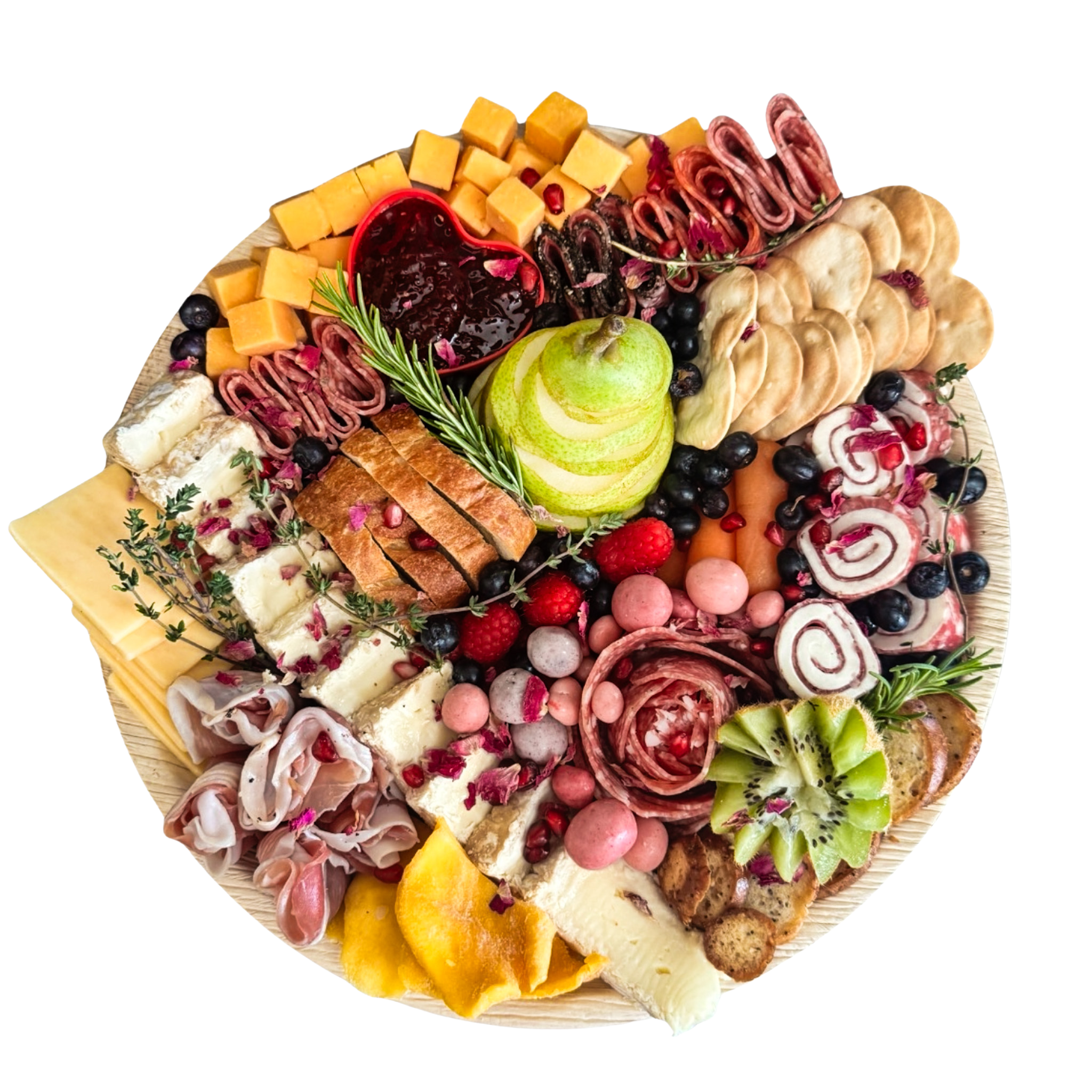 A beautiful small charcuterie board from Brie & Burrata who offer catering for corporate, weddings, and parties in San Diego.