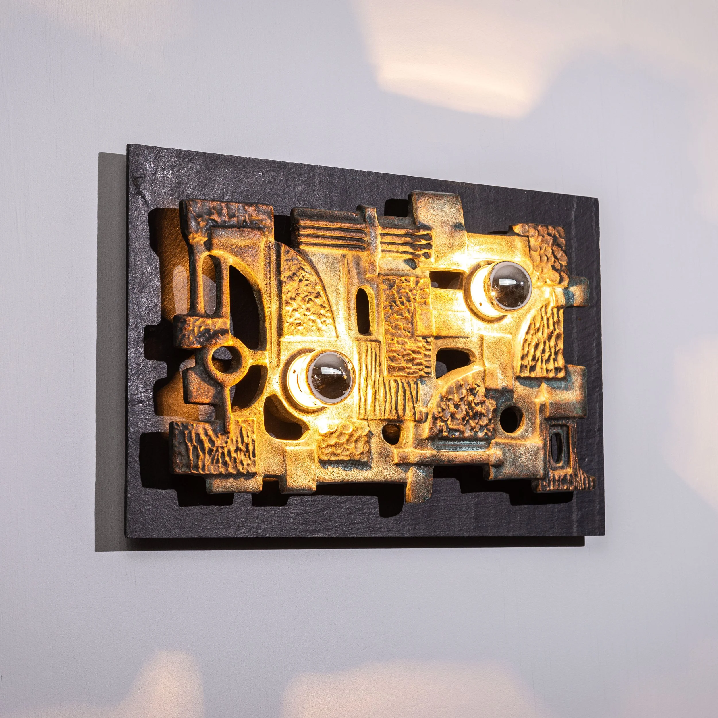 Brakelmann & Becker ceramic brutalist wall sconce