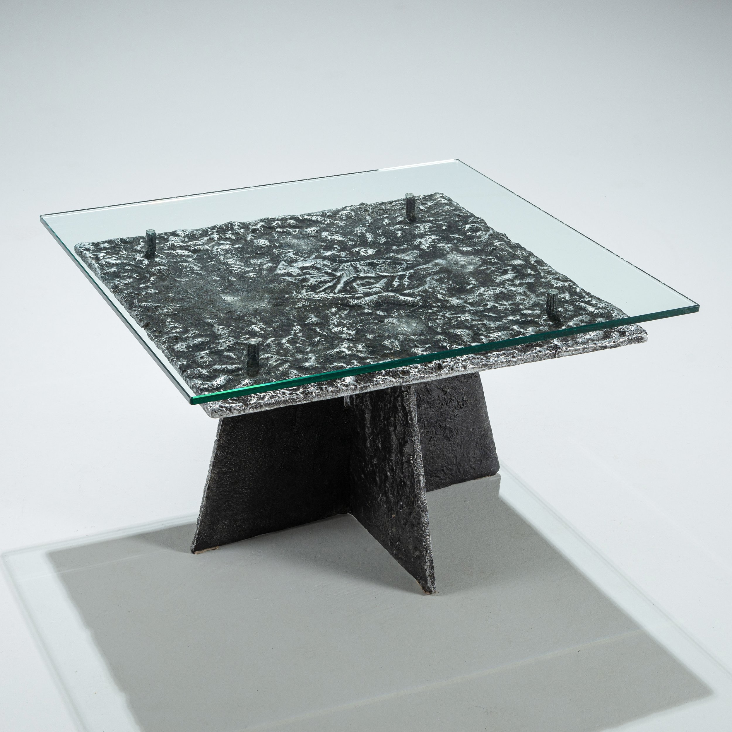 Heavy cast aluminium brutalist coffee table