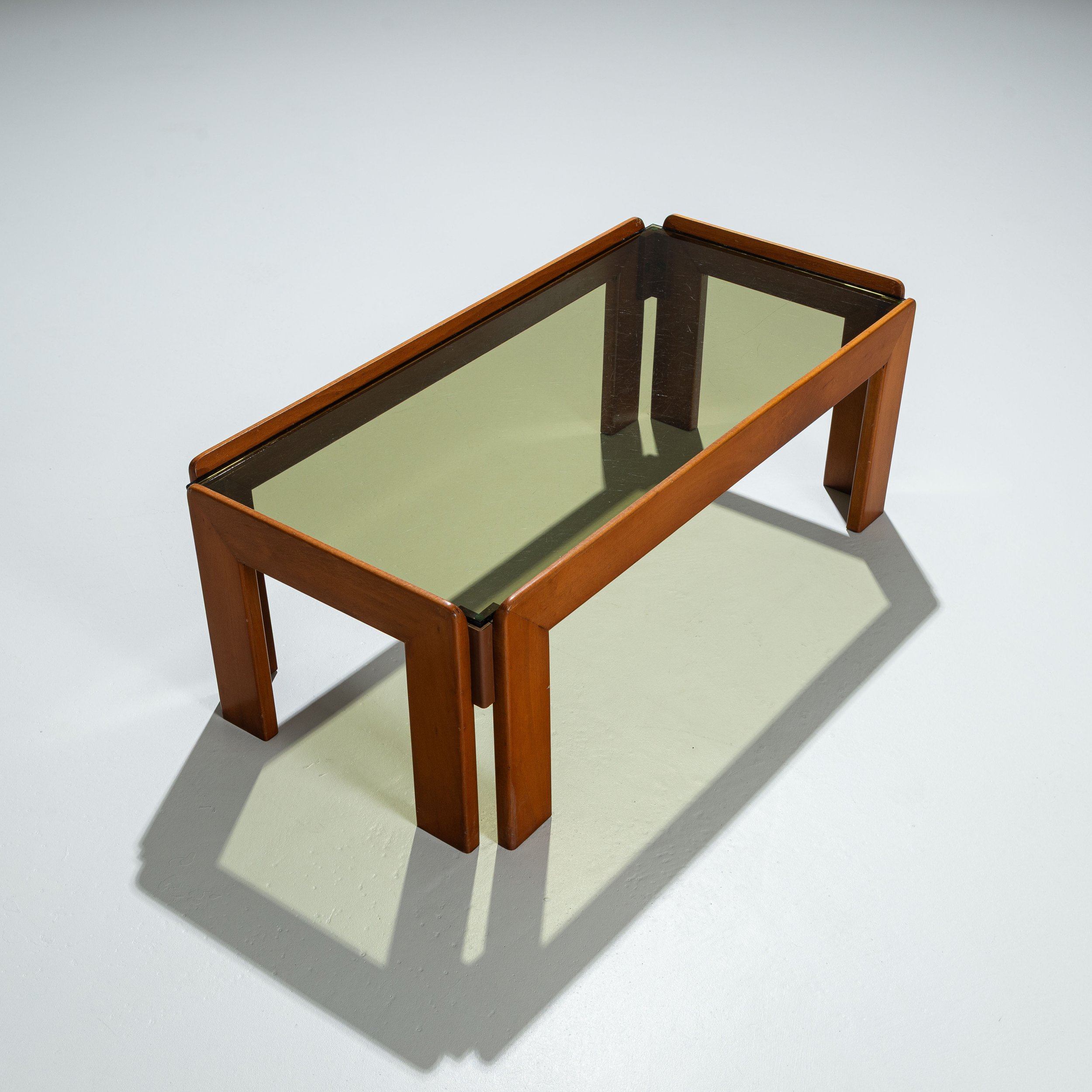 Coffee table with smoked glass top attributed to Scarpa
