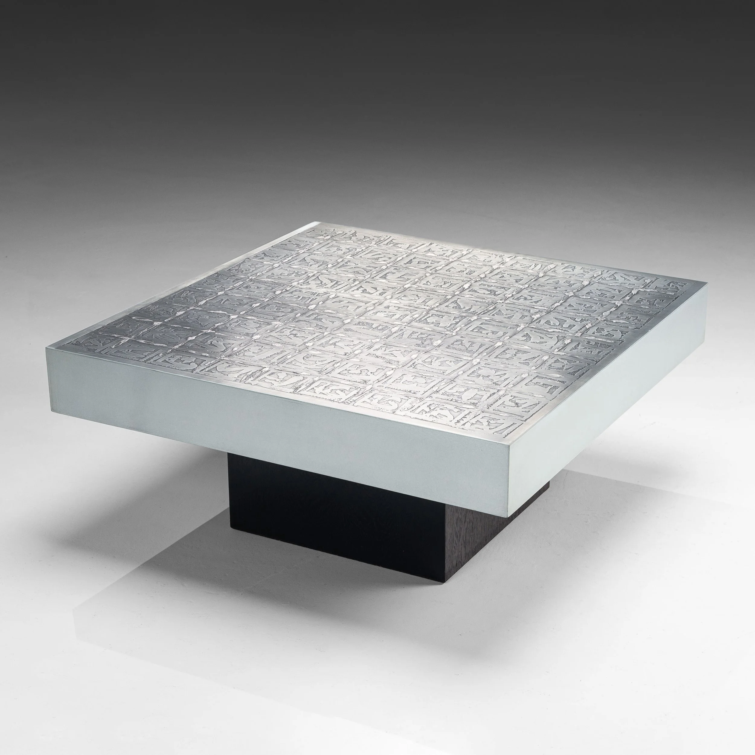 Etched coffee table by Bernhard Rohne