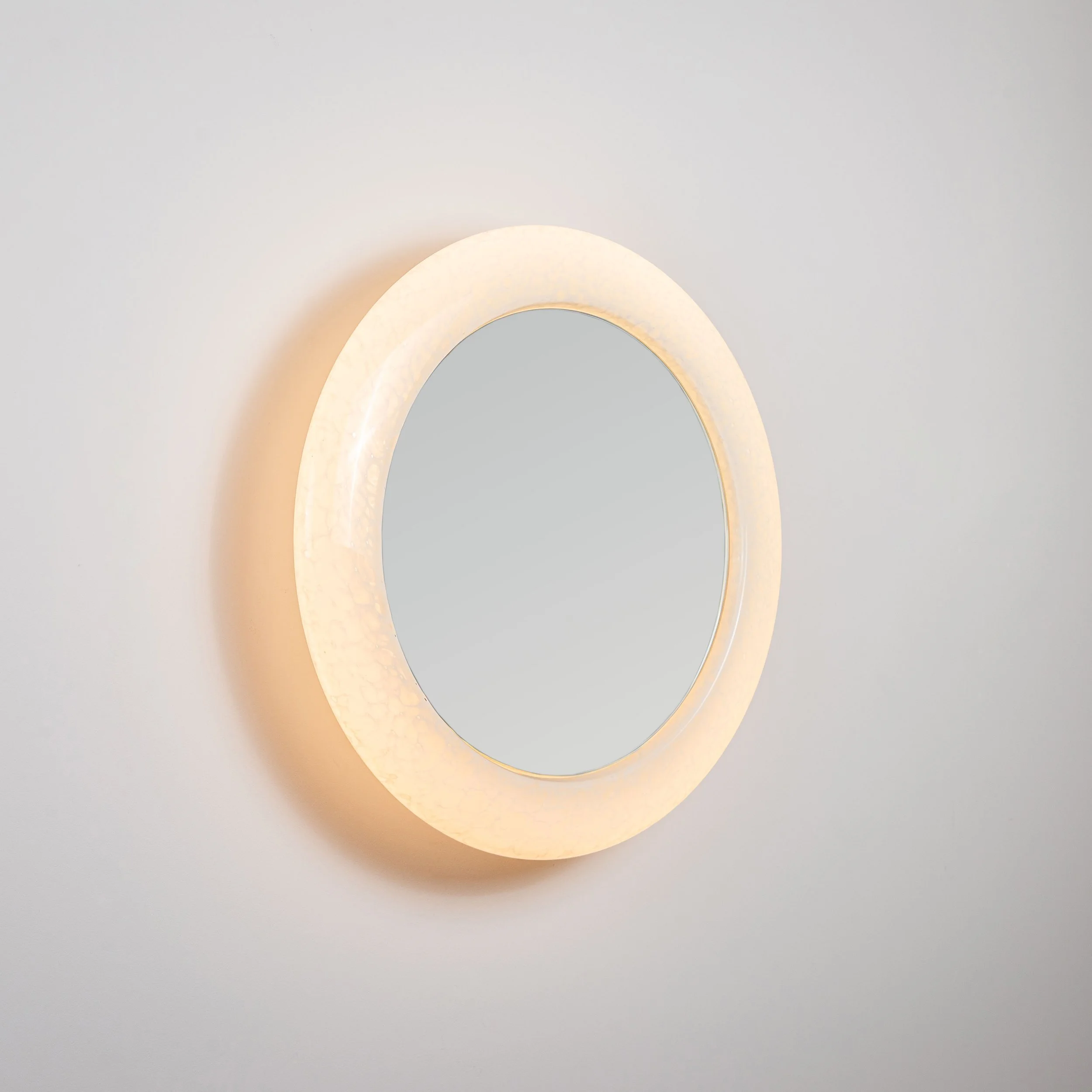 Cloudy glass mirror with lighting