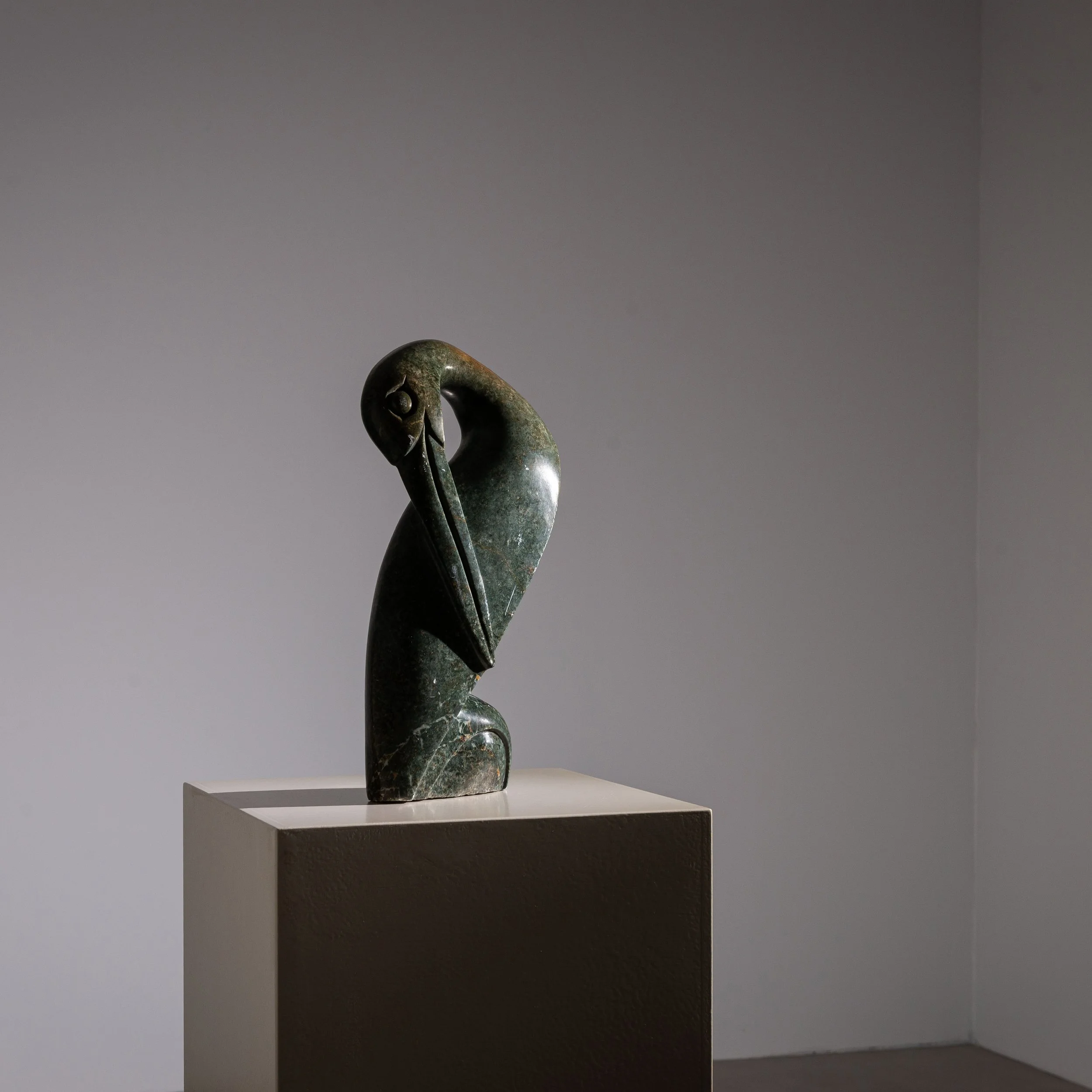 Shona bird sculpture in serpentine stone