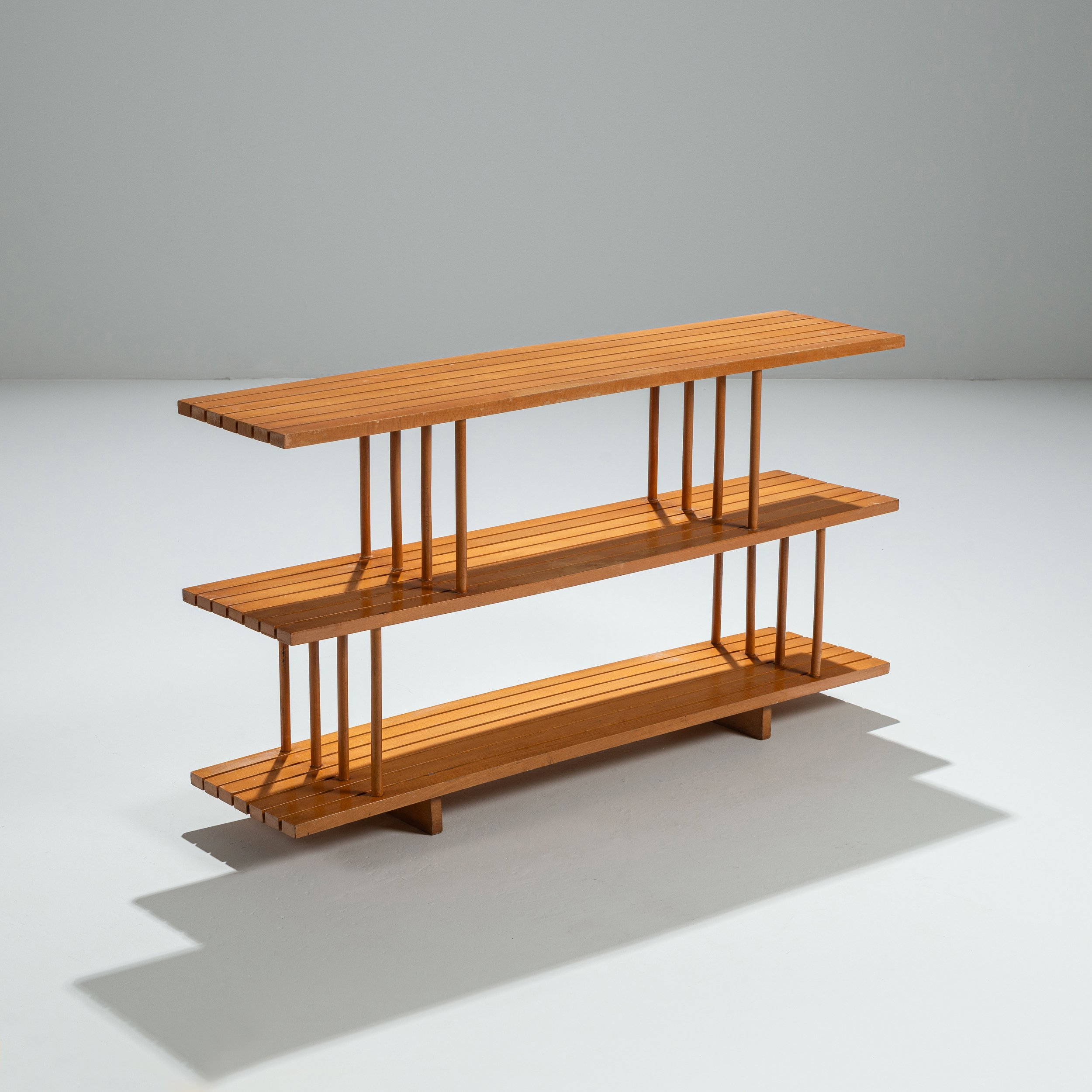 Mid-Century three tier wooden shelving unit
