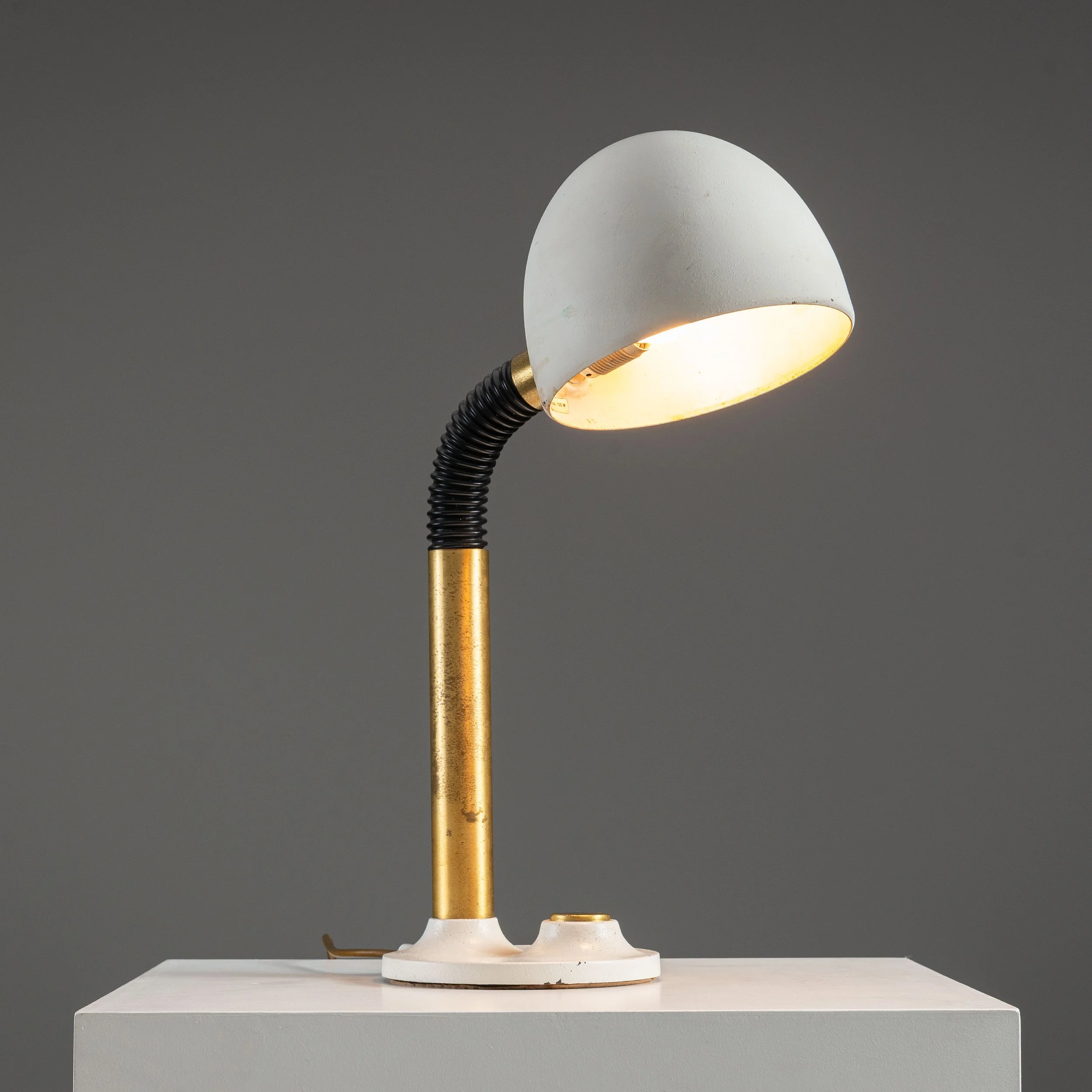 Egon Hillebrand desk lamp in white metal with brass accents