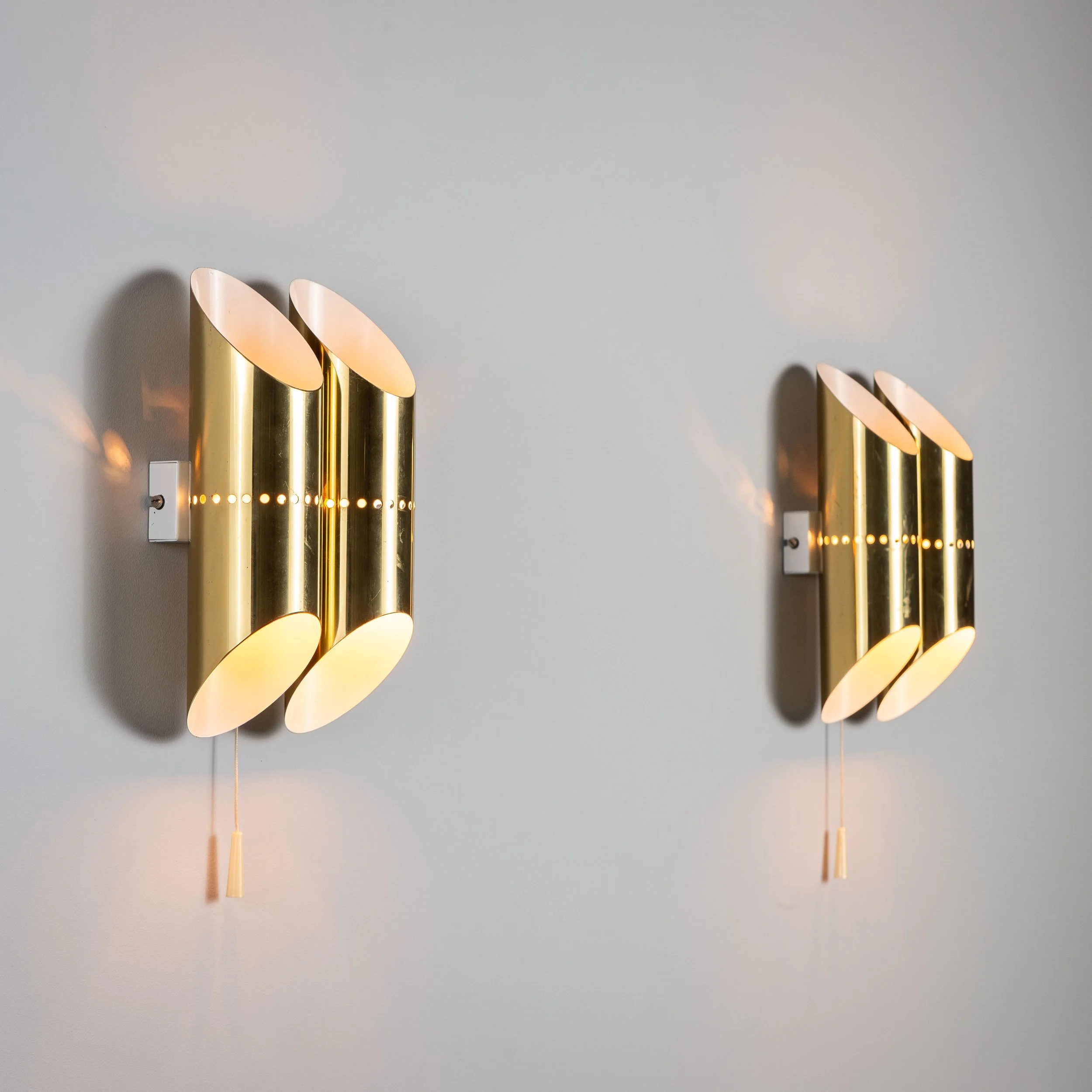 Pair of double cylindrical wall lamps