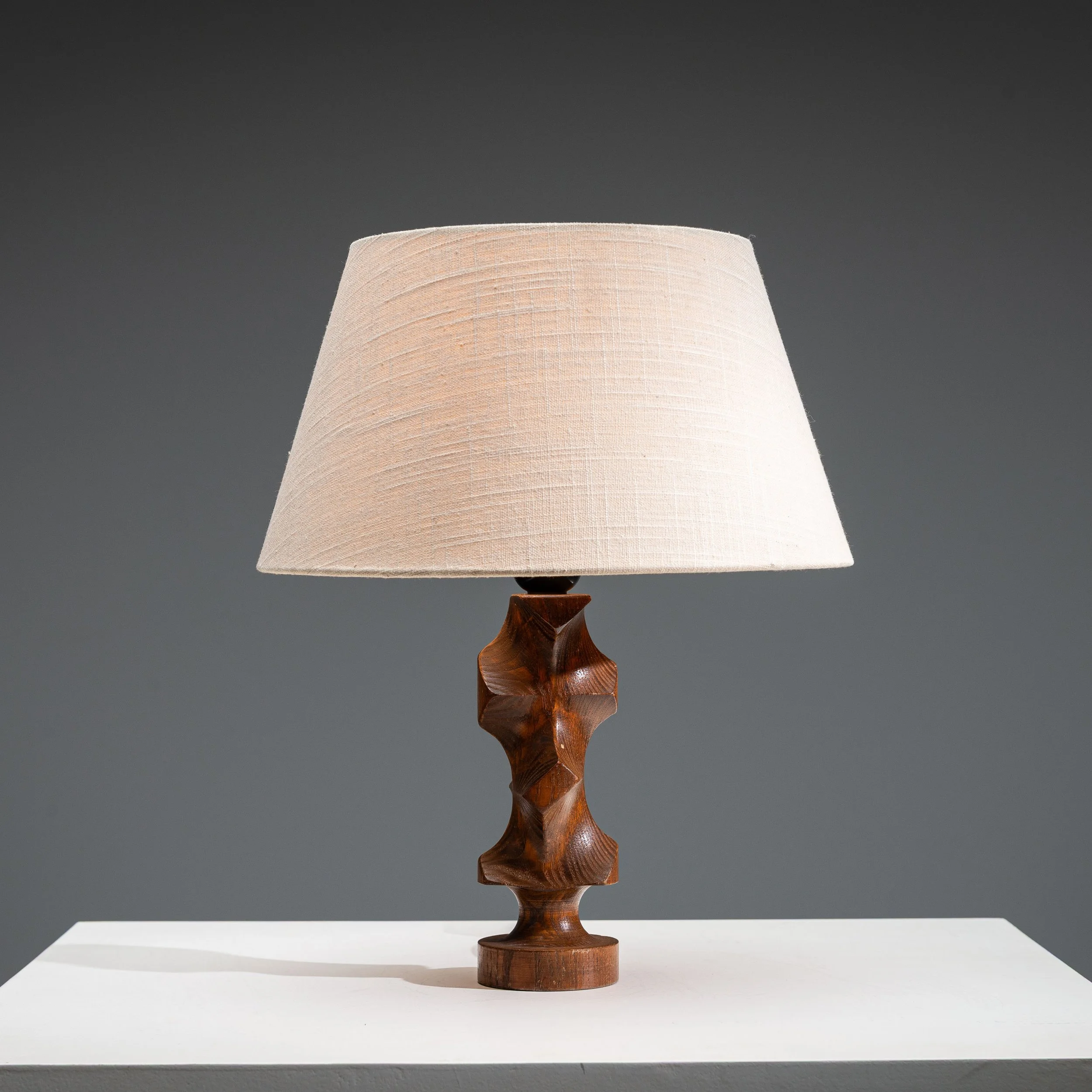 Brutalist wooden table lamp