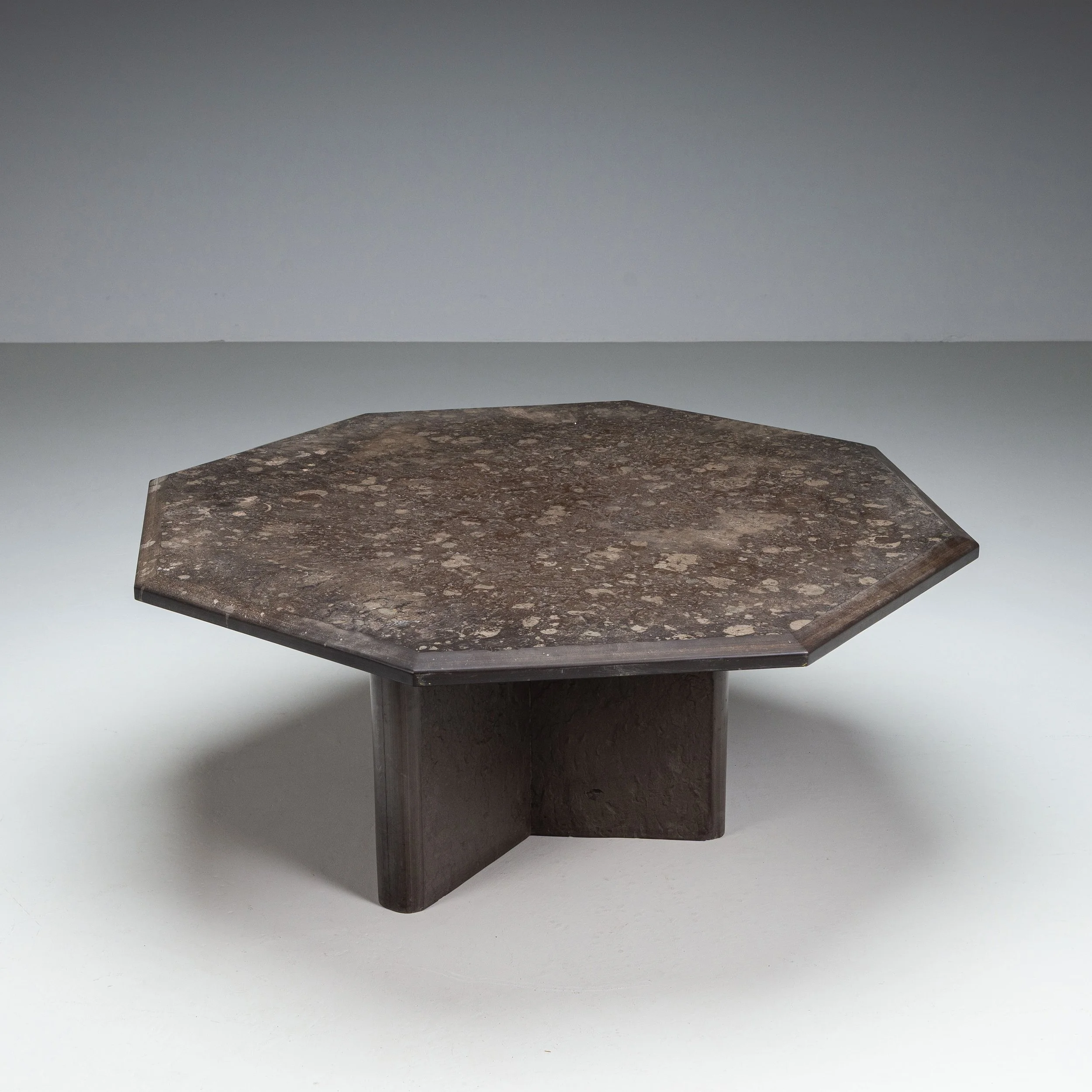 Large octagonal coffee table with Posidonia slate top
