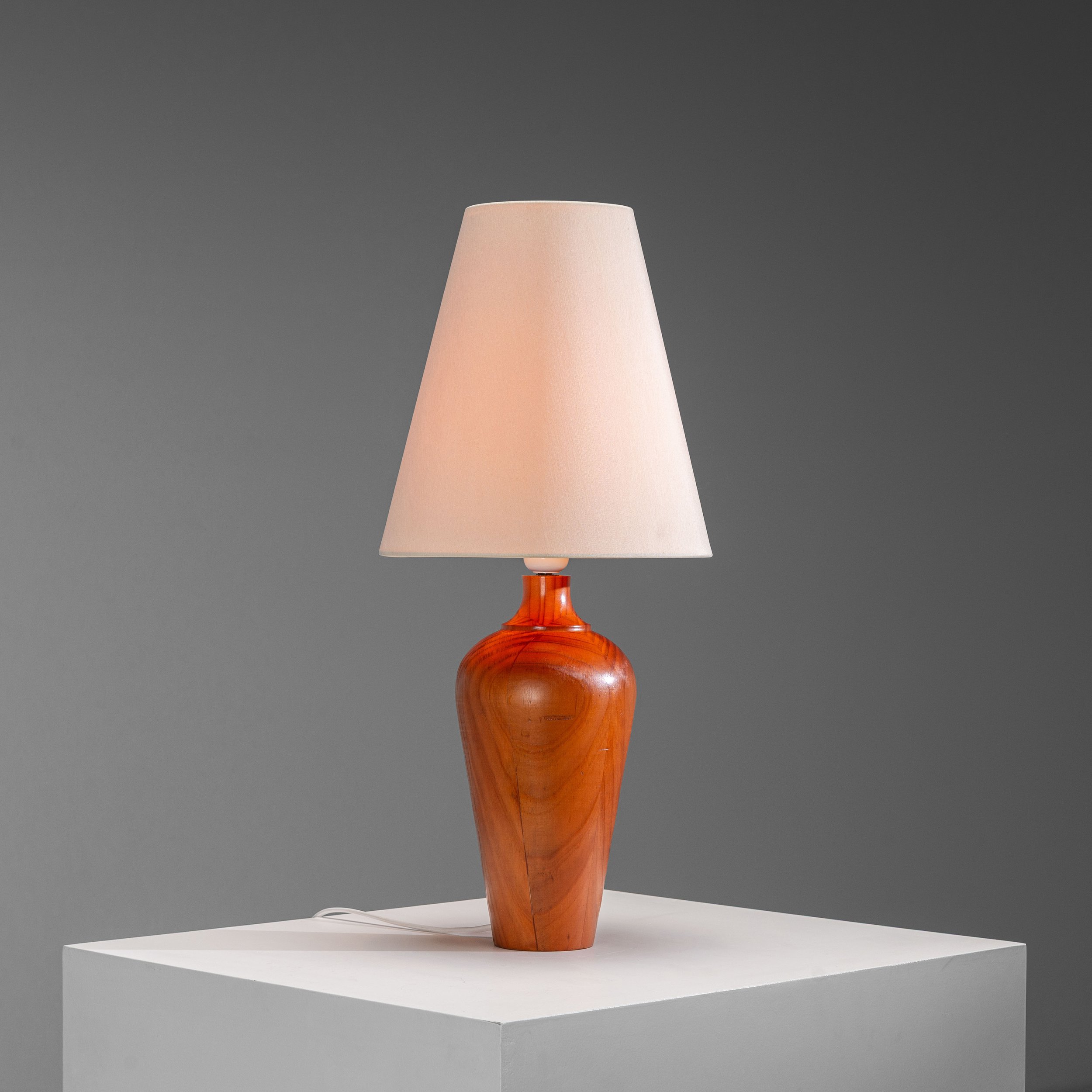 Solid wood table lamp with cone lampshade
