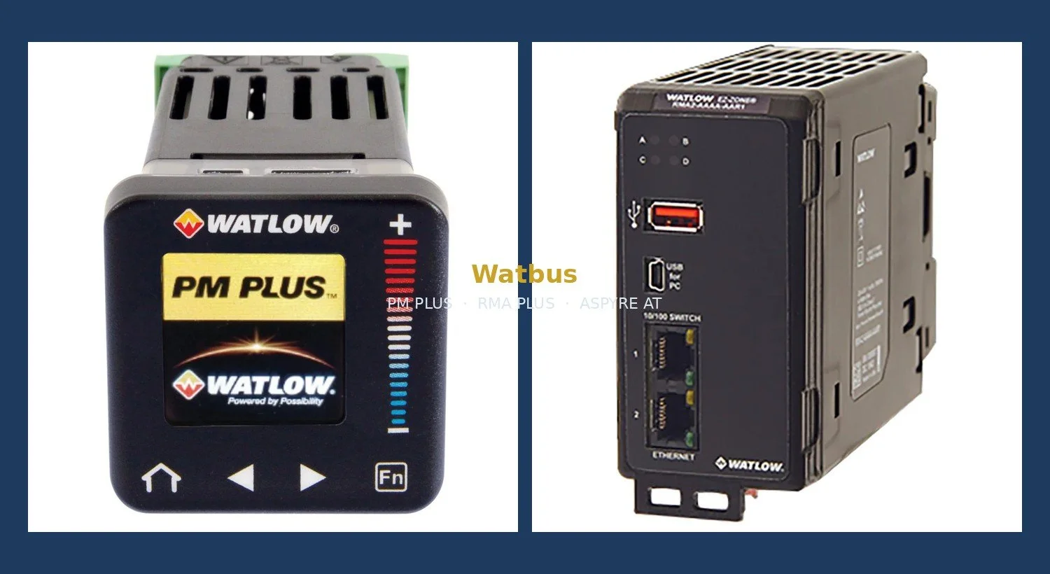 Watbus products banner with PM PLUS and ASPYRE AT controllers