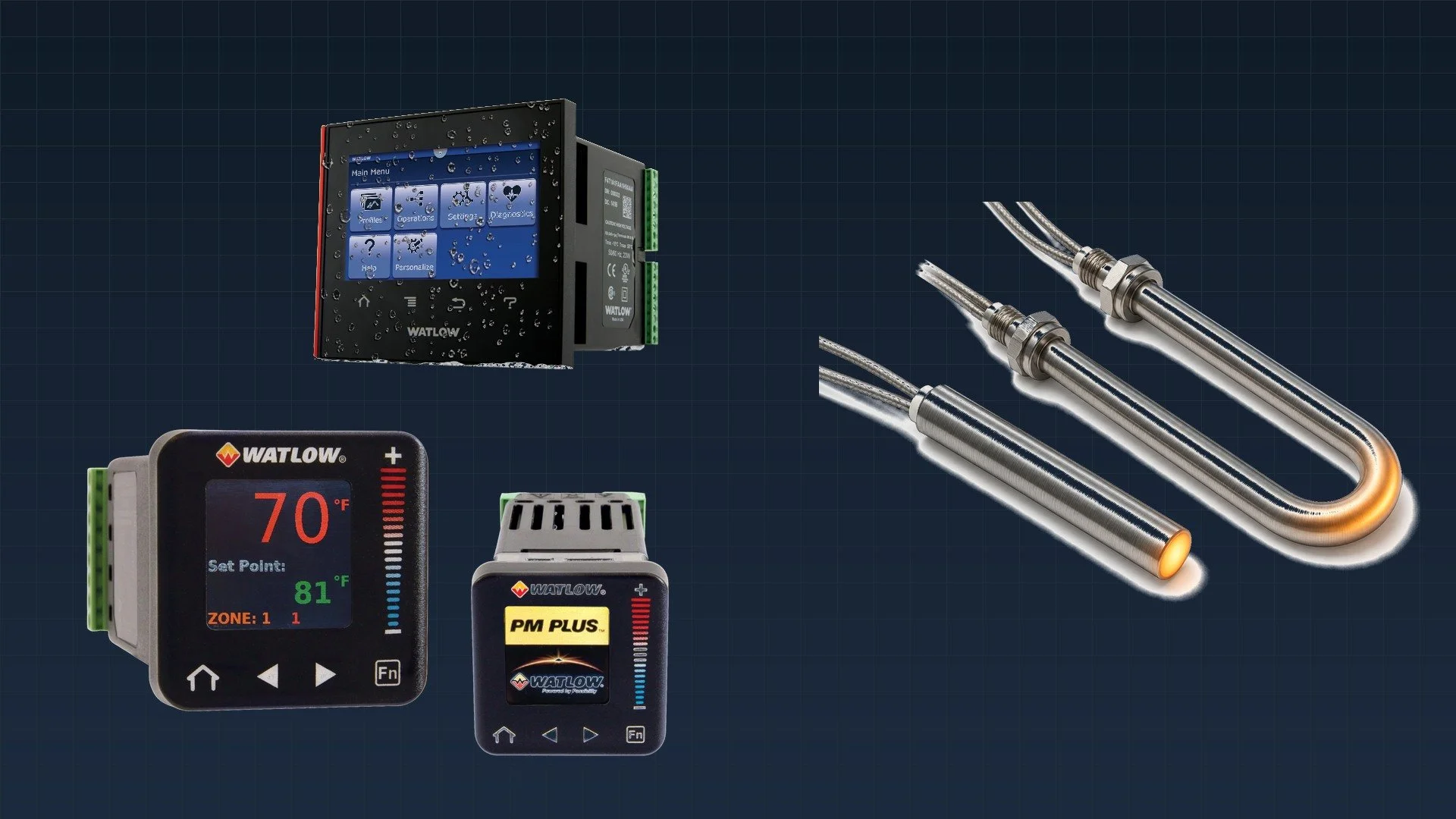 Watlow PM PLUS and F4T temperature controllers with industrial heaters