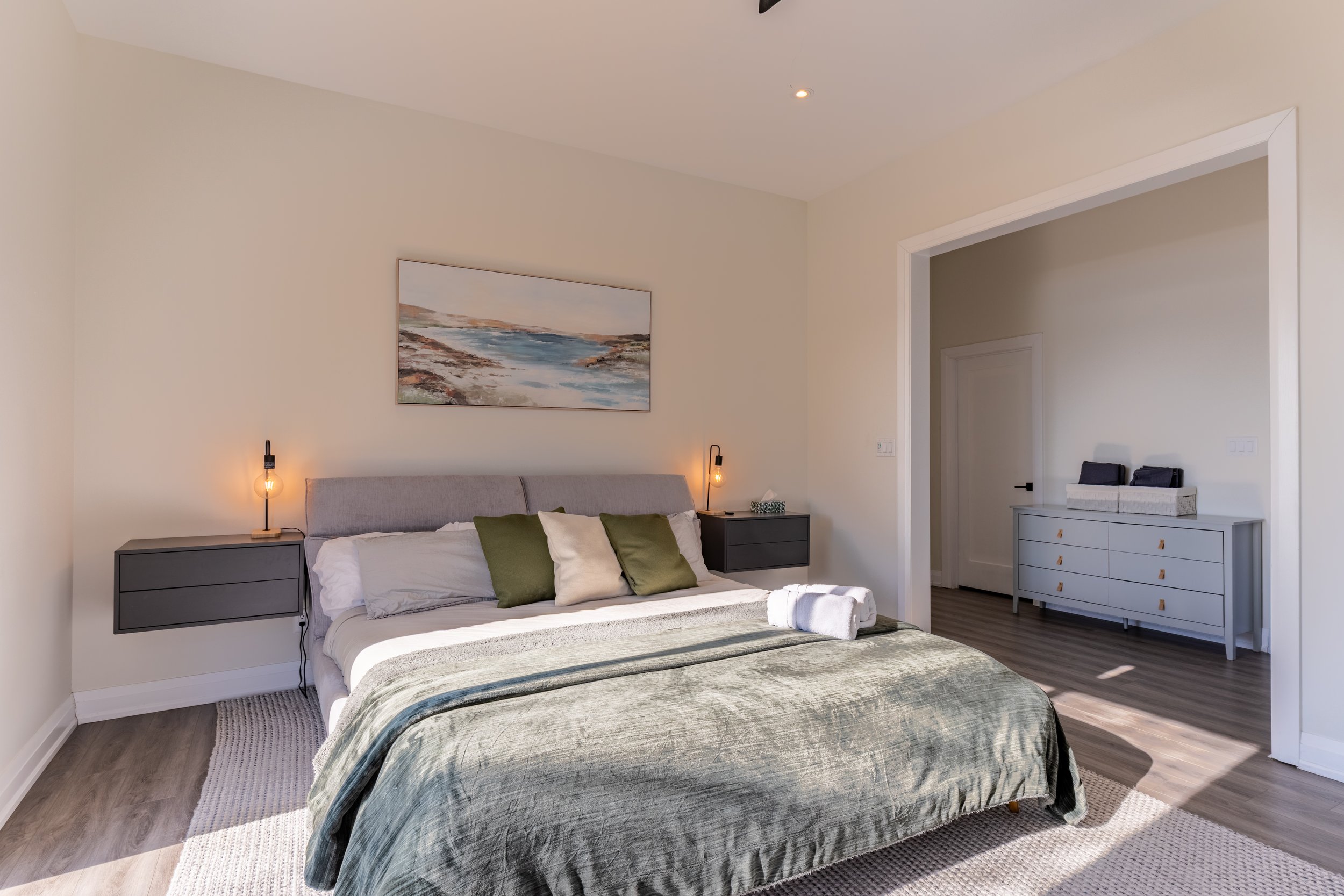 King Size Bed with Fresh Linens