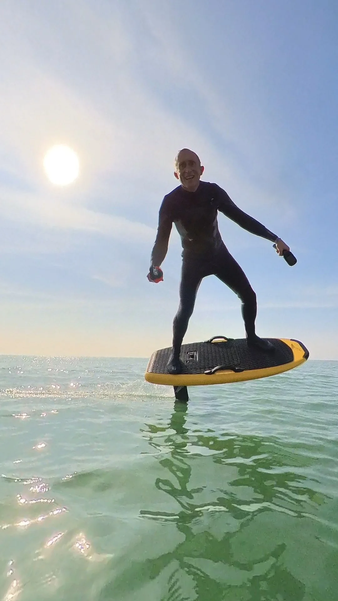 Efoil lesson instructor enjoying the sun