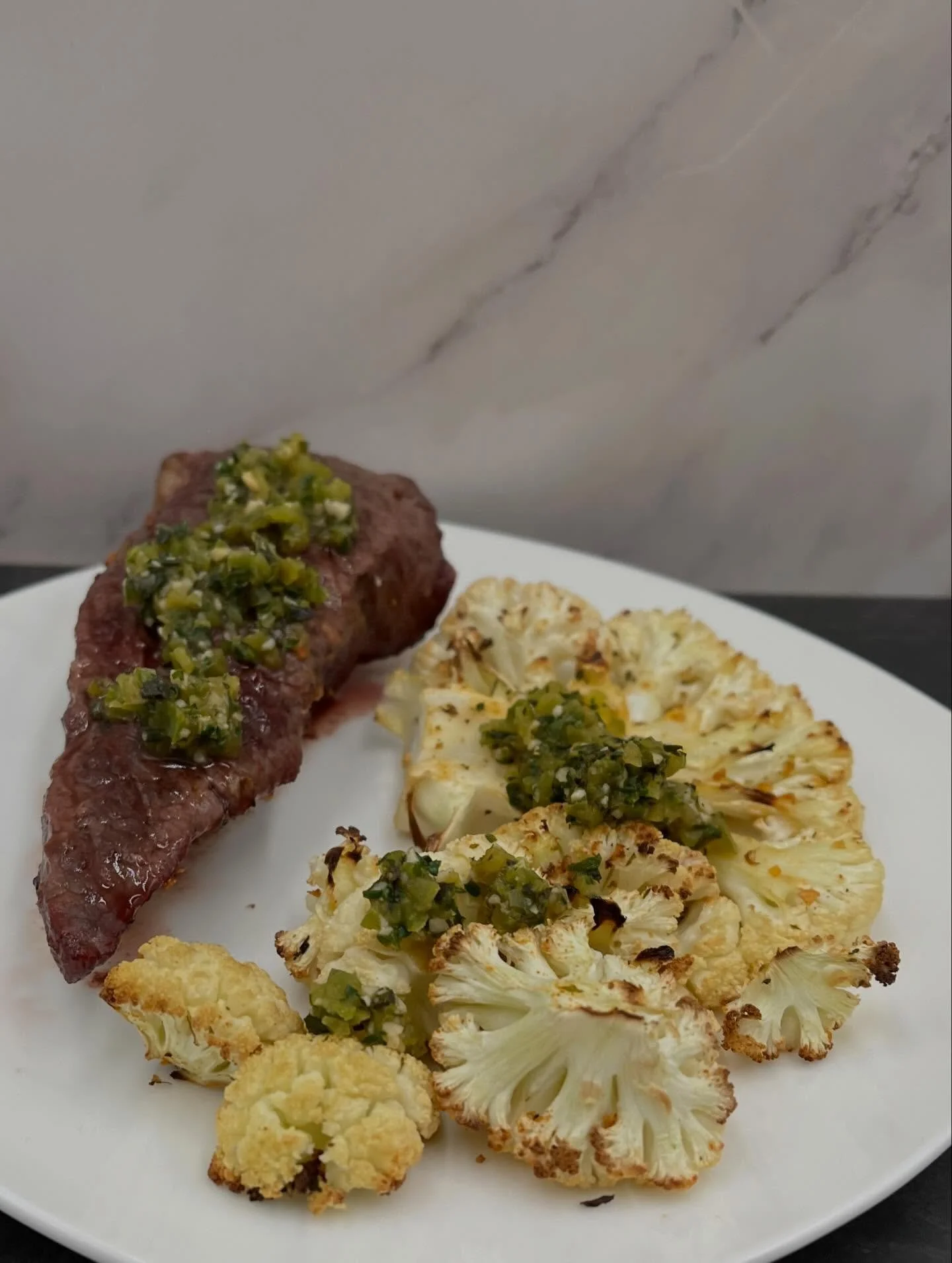 Beef and Cauliflower Steaks with Chimichurri