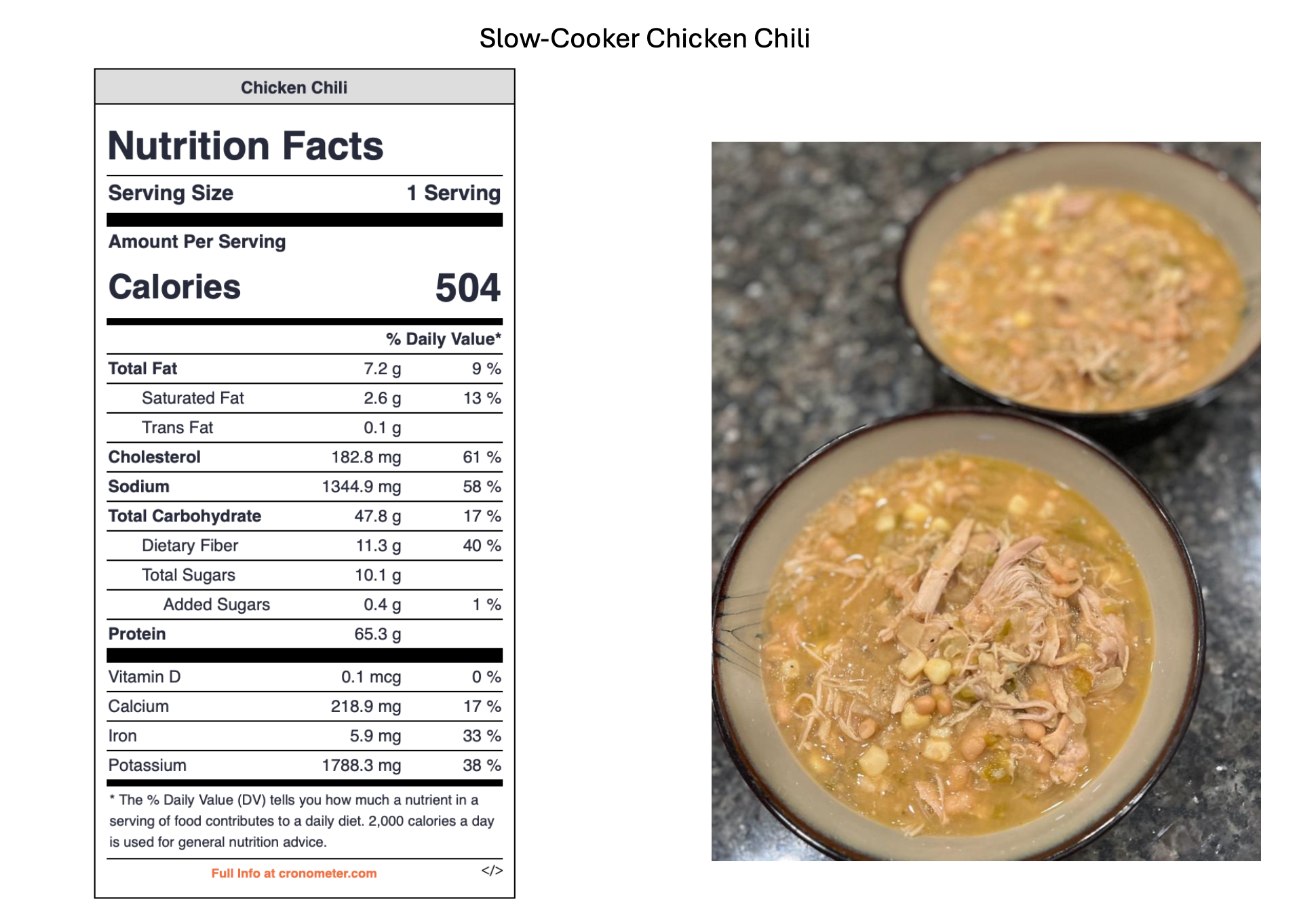 Two bowls of chicken chili on a granite countertop