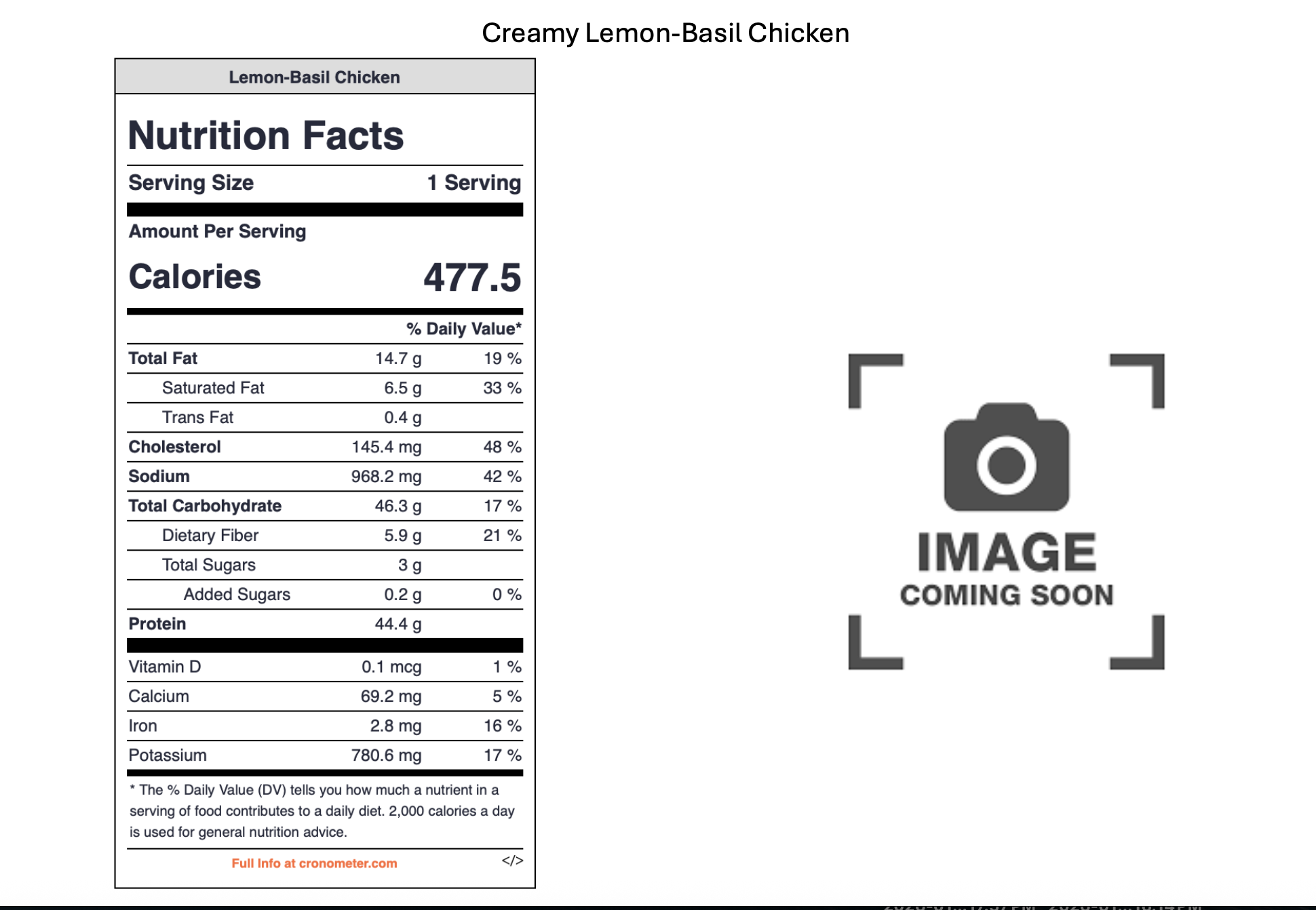 Placeholder image with a camera icon and text that says 'Image Coming Soon.'