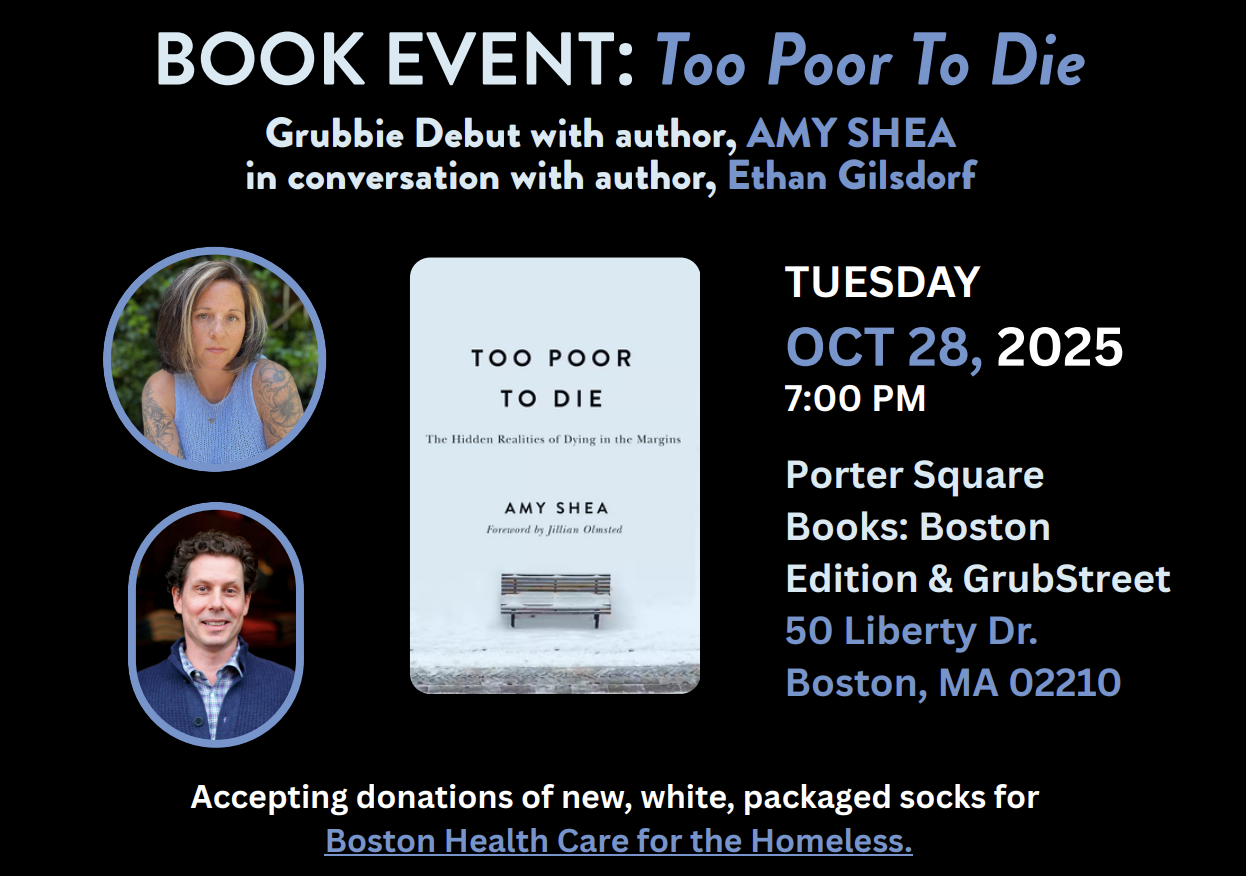 Too Poor To Die Grubbie Debut with author, AMY SHEA in conversation with author, Ethan Gilsdorf
