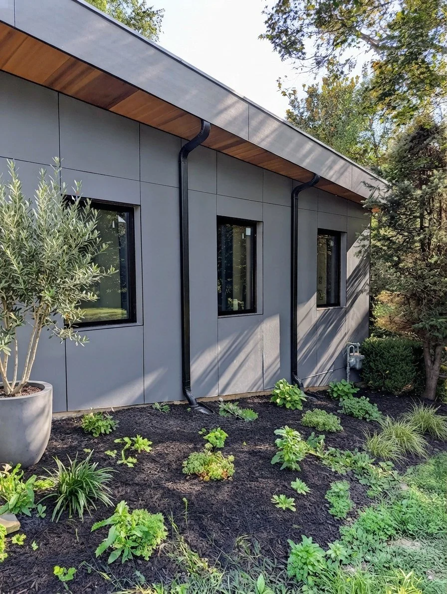 Side Facade with Cedar Soffit