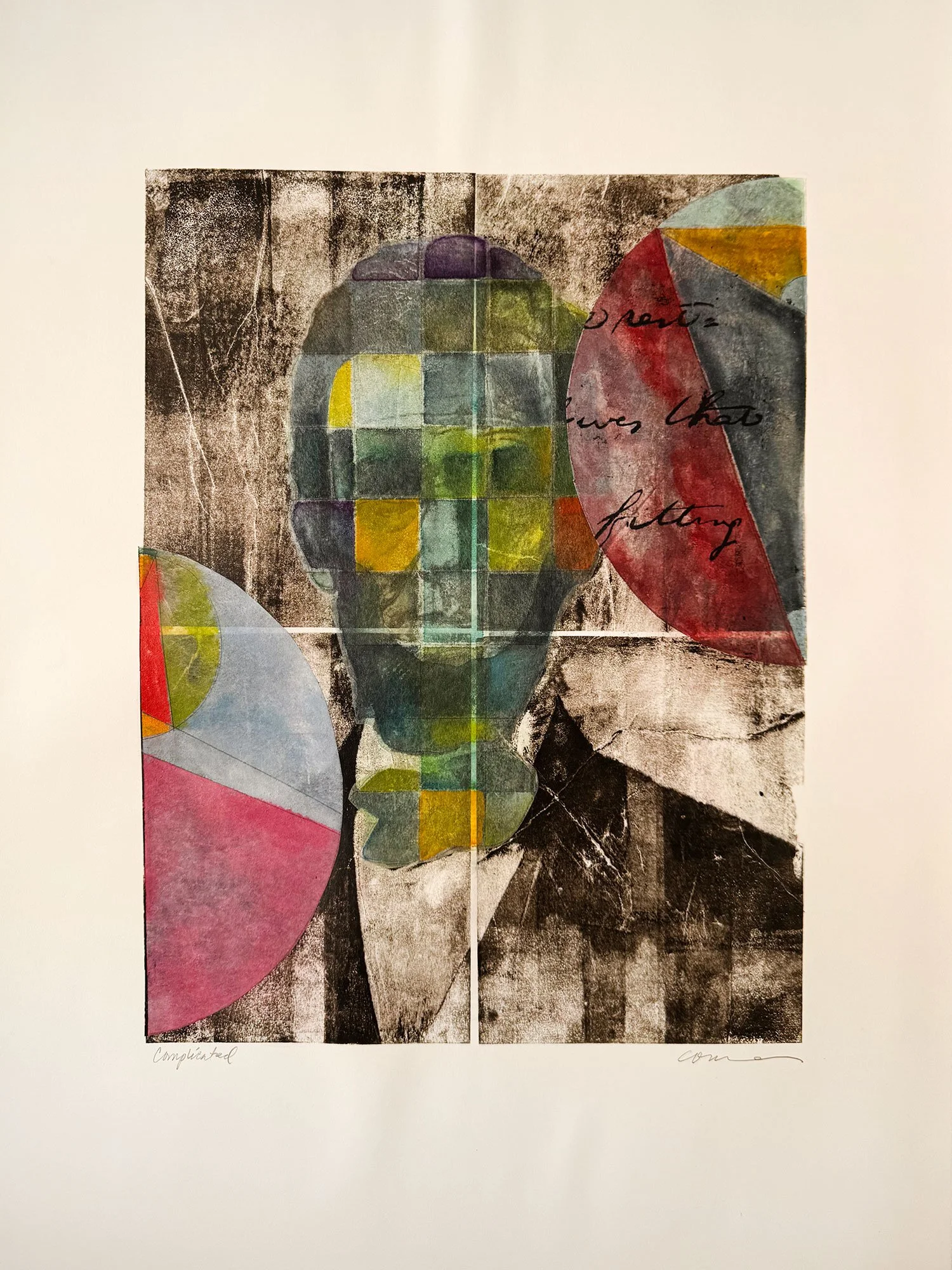 Complicated, 22wx30h, lithograph with  Swedish Paper and watercolor and colored pencil
$1450