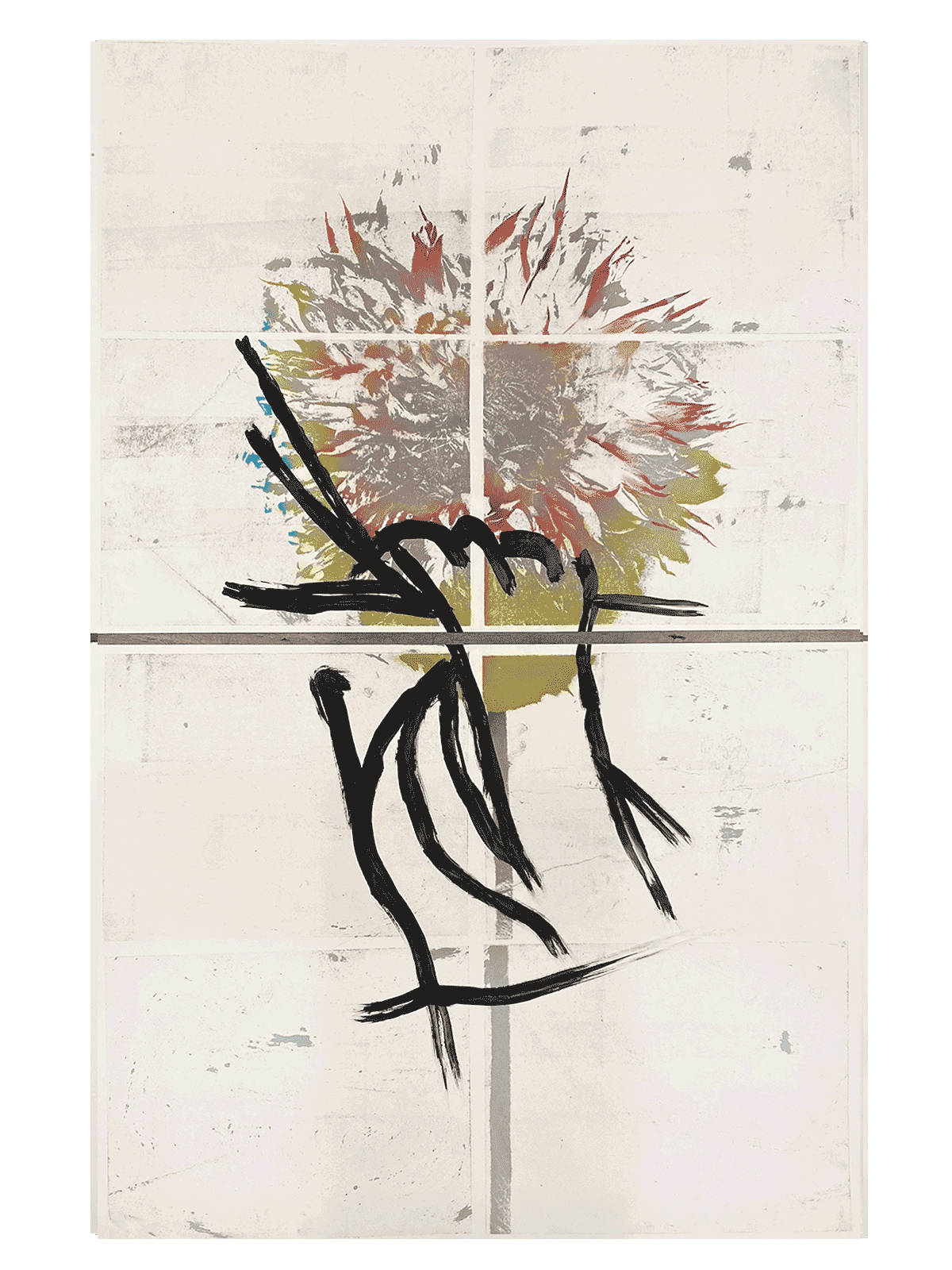 30w x 44h, lithograph with colored pencil, pastel ,and ink