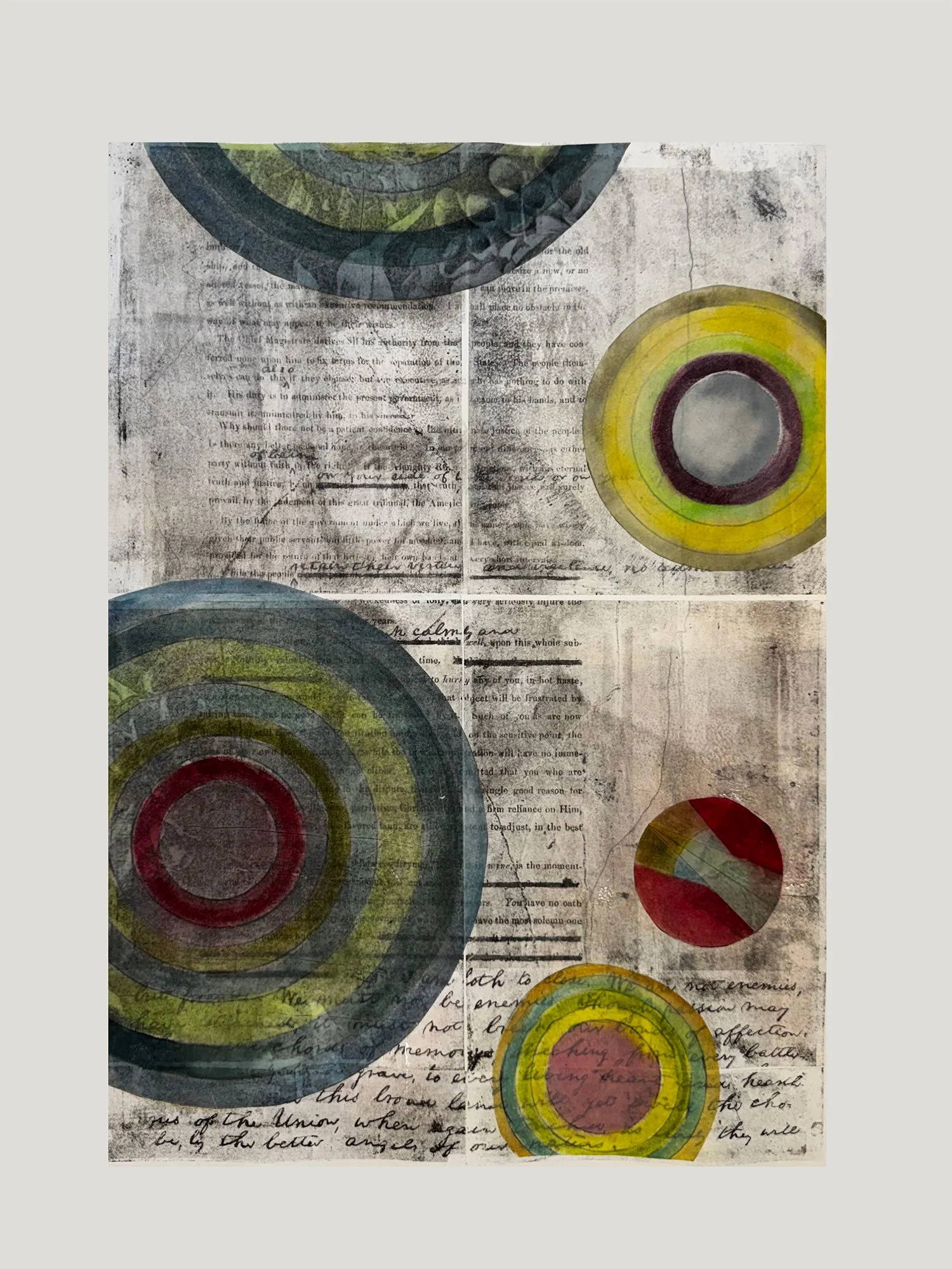 Palimpsest Address, 22wx30h, lithograph with  Swedish Paper and watercolor and colored pencil