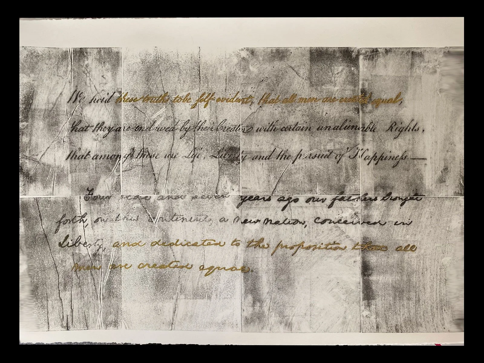 Two Documents, 30wx22h, lithograph with gold paint
$1450
