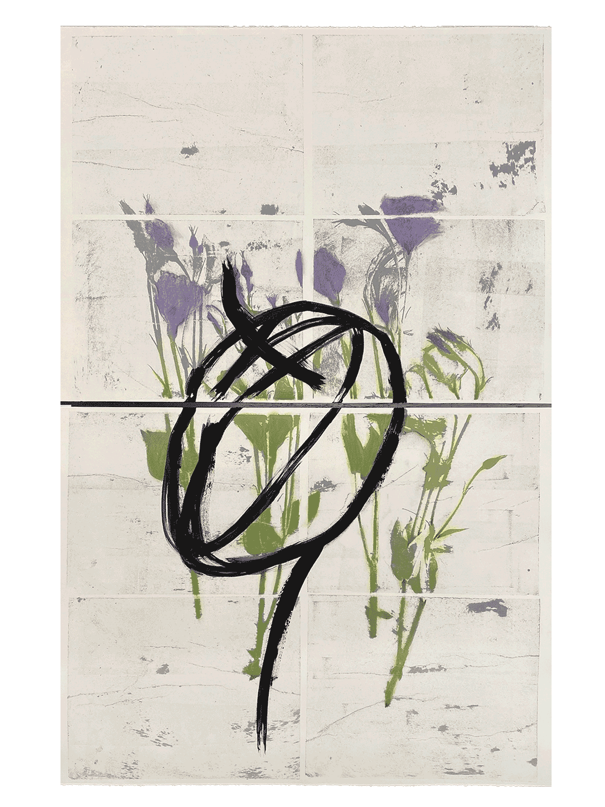 30w x 44h, lithograph with colored pencil, and pastel Swedish paper and watercolor