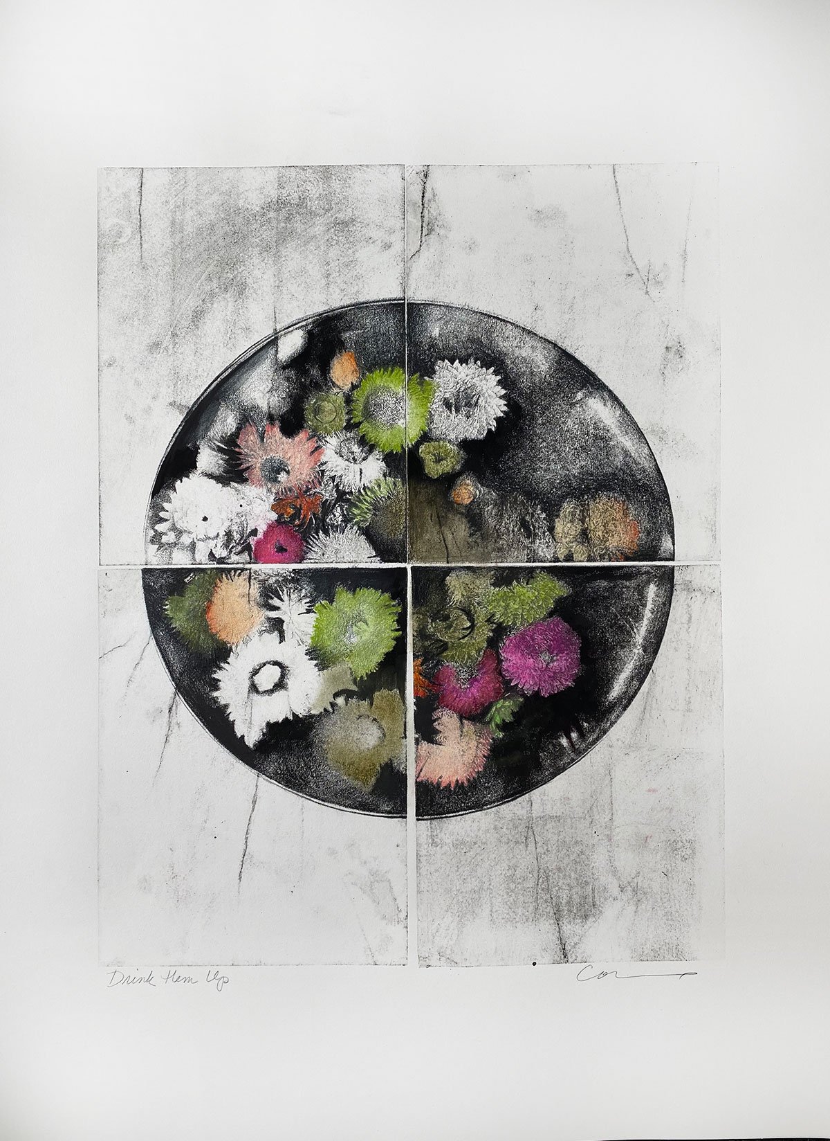 Drink Them Up, 22wx30h, lithograph with colored pencil and pastel
$1450