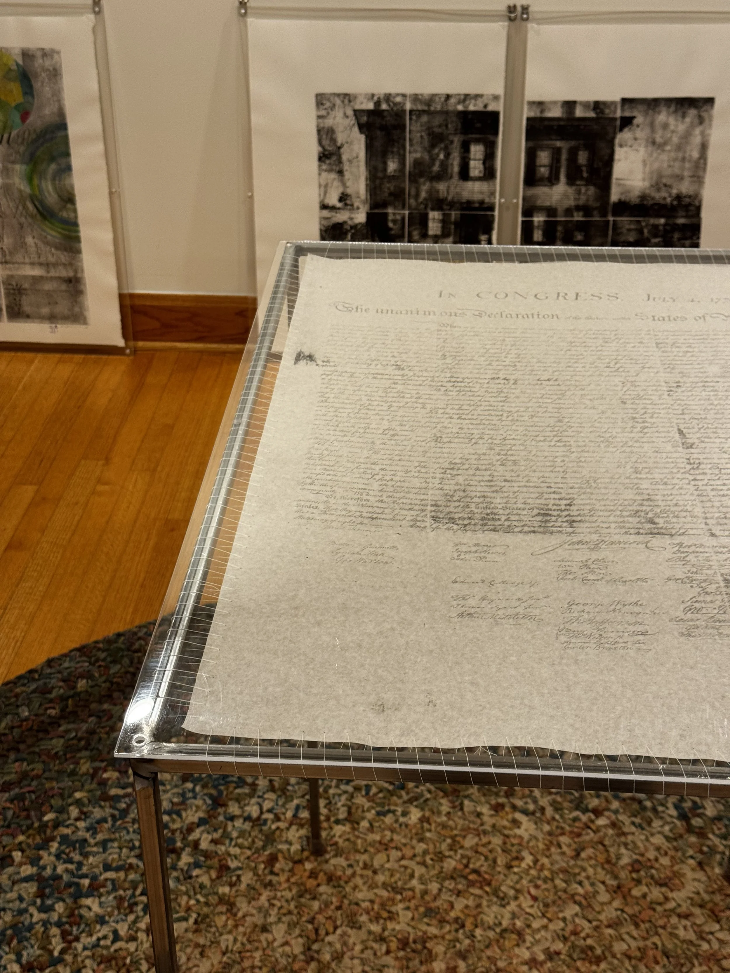 Delicate Document, Lithograph on Japanese paper on metal stand with thread
24w x 32l x 36h
