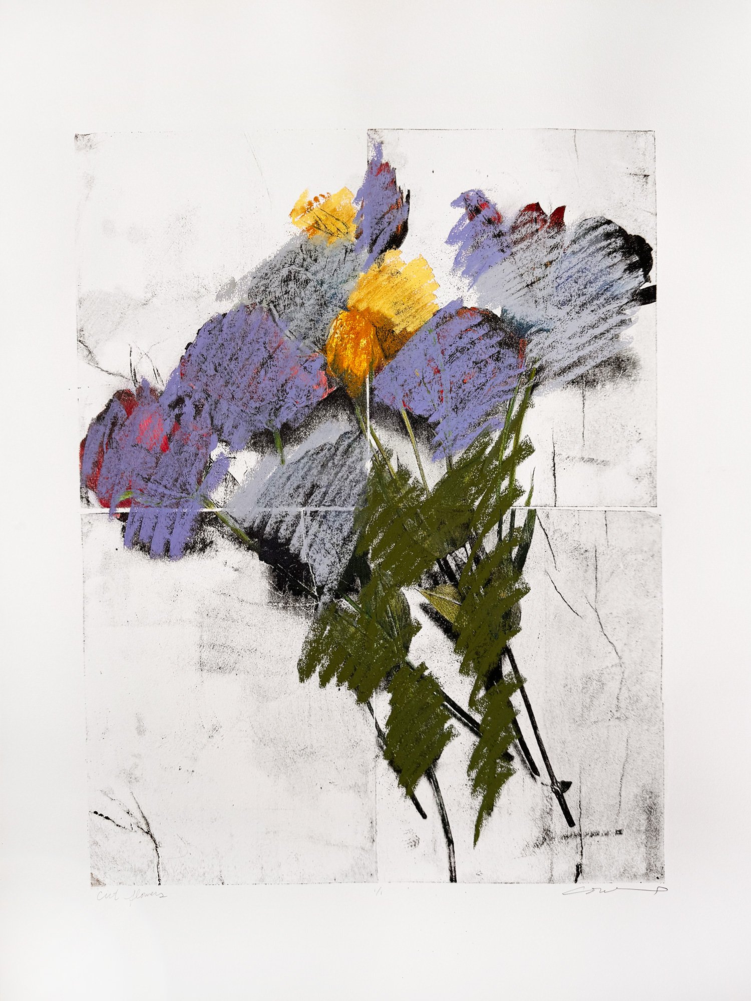 Cut Flowers, 22wx30h, lithograph with colored pencil and pastel
$1450
