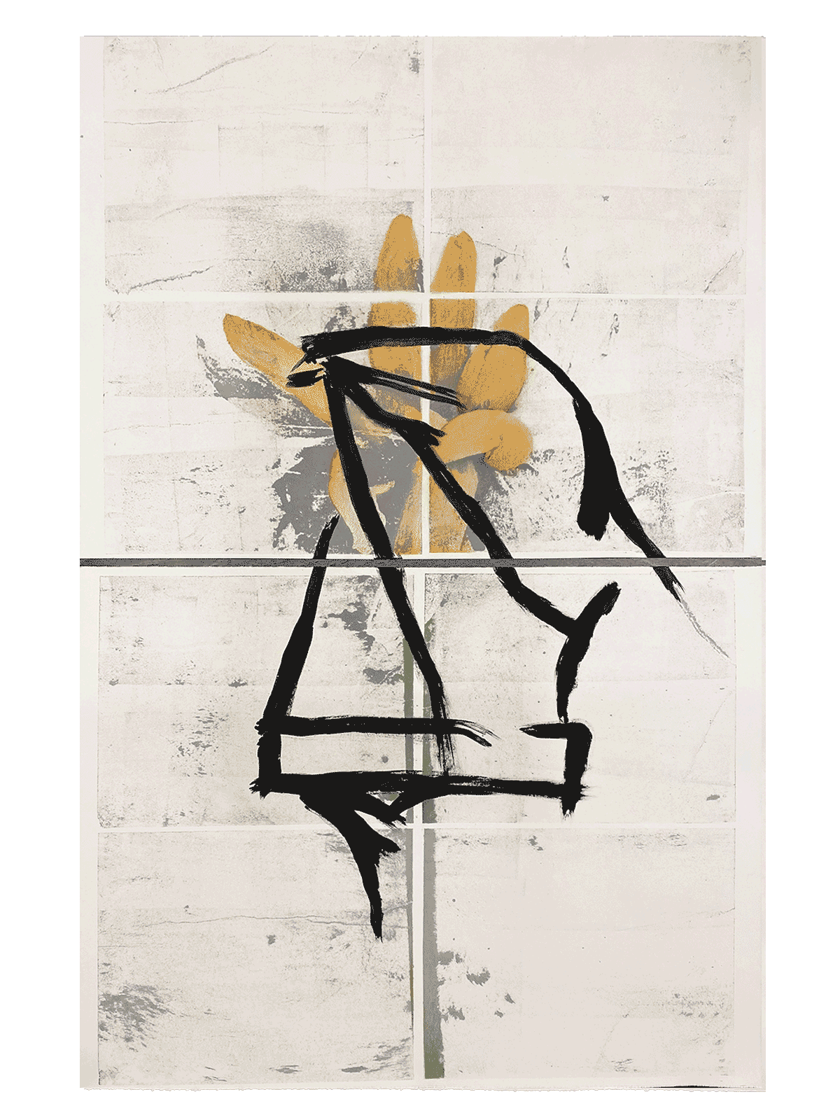 30w x 44h, lithograph with colored pencil, pastel ,and ink