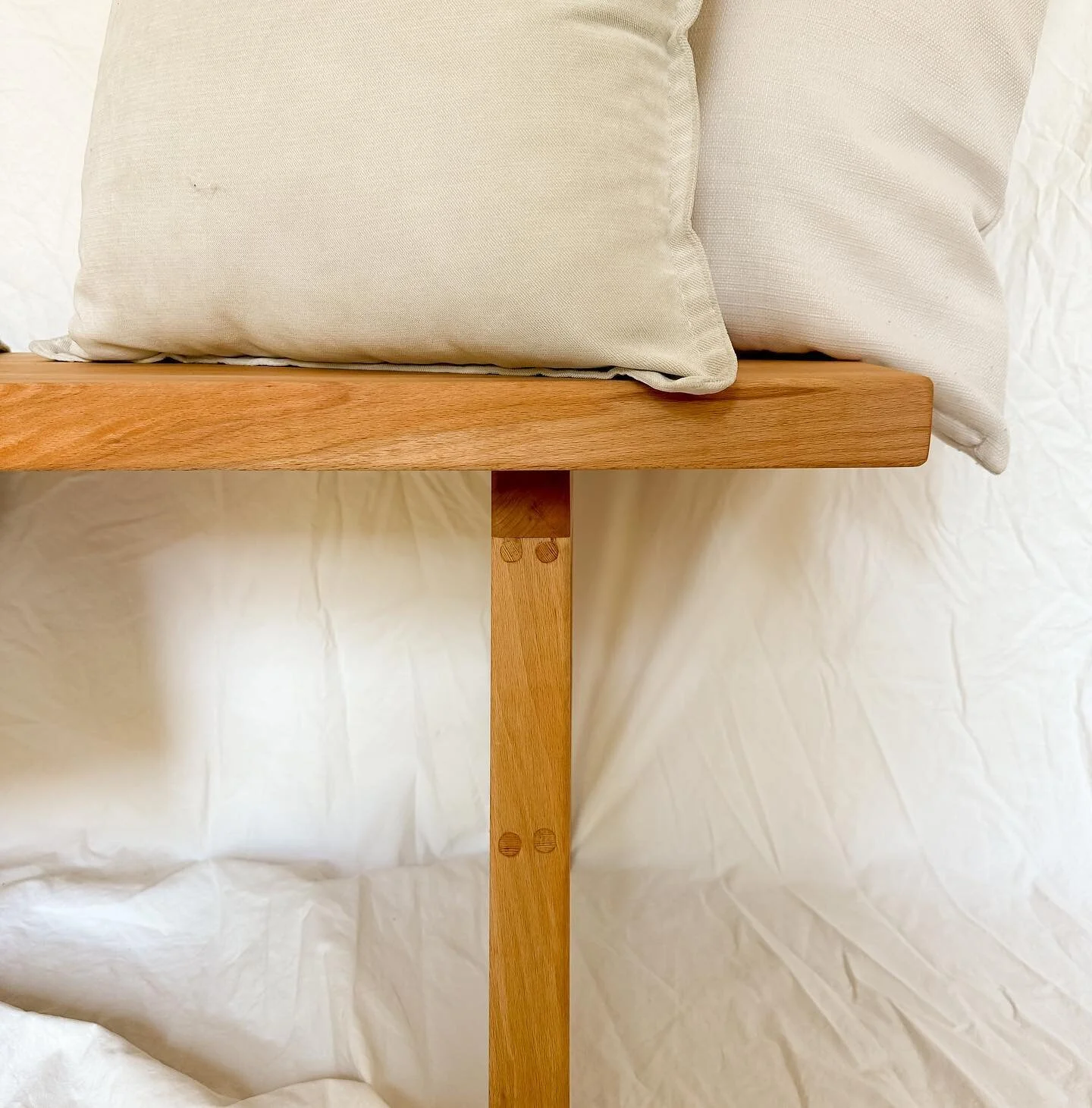 The Rainier Bench - made with beechwood and a danish oil finish. These particular pieces contained a unique difference in coloring between the heartwood &amp; the sapwood sections of the boards. The edges have been rounded over for a soft, elegant lo