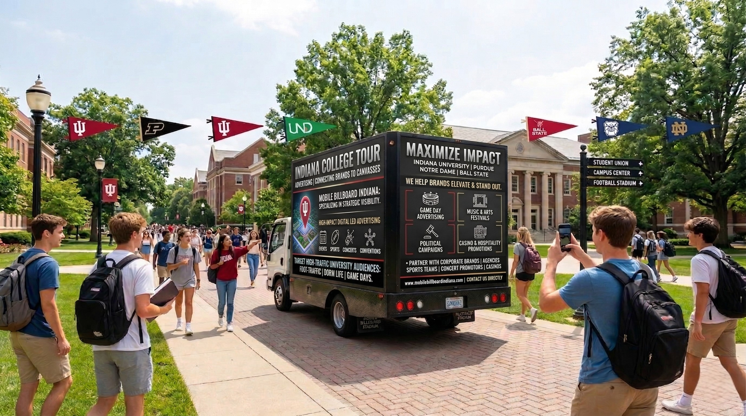 Target College Campuses Across Indiana with Mobile Billboard Advertising